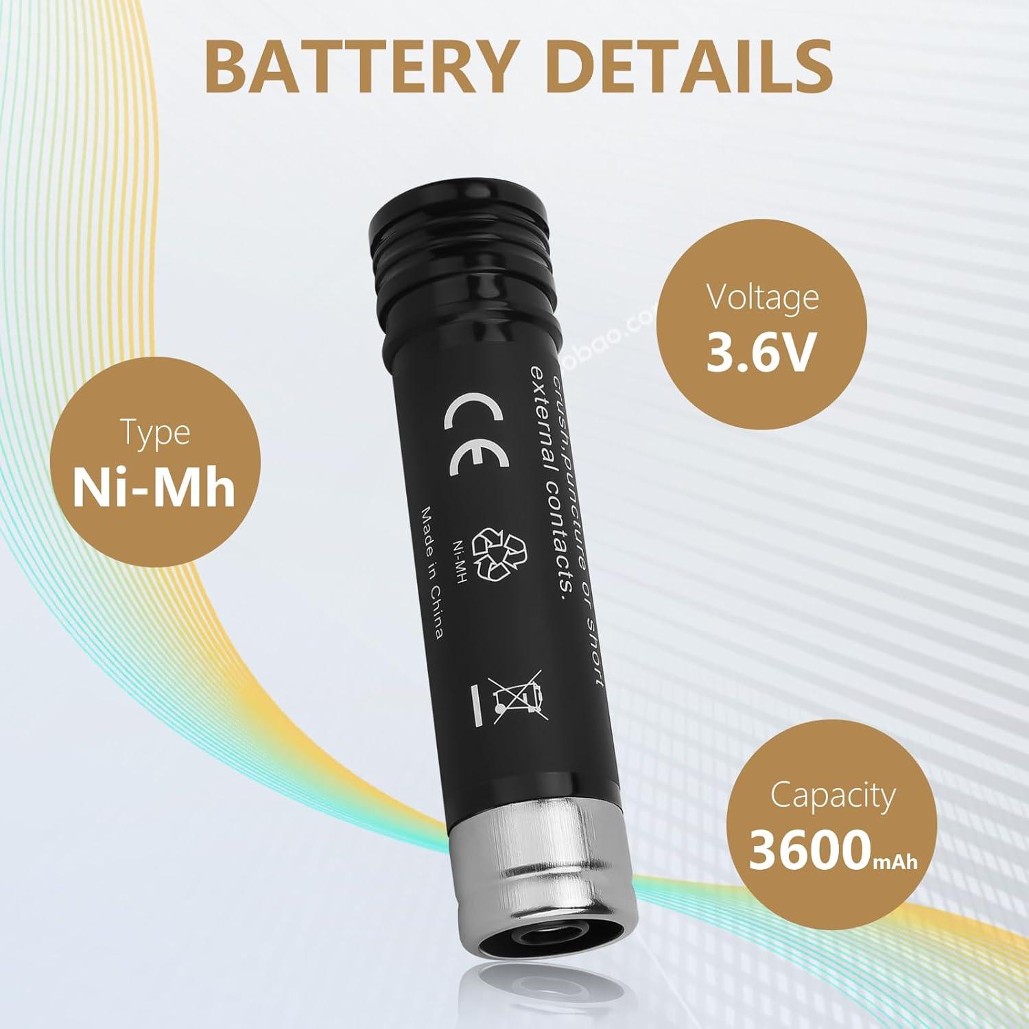 Baterías de Reemplazo Munikind 3.6V 3600mAh para Black & Decker