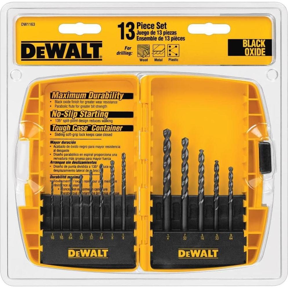 Juego de Brocas DEWALT DW1163, 13 Piezas, Óxido Negro