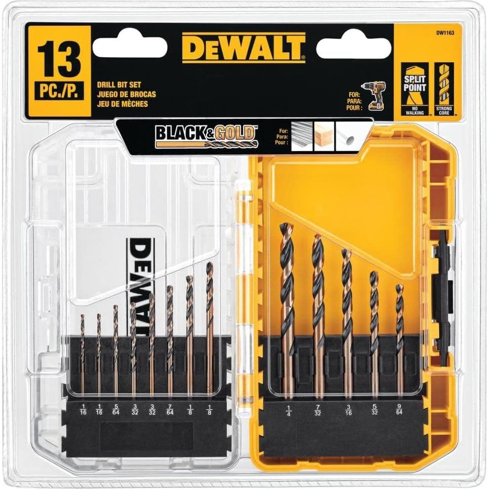 Juego de Brocas DEWALT DW1163, 13 Piezas, Óxido Negro