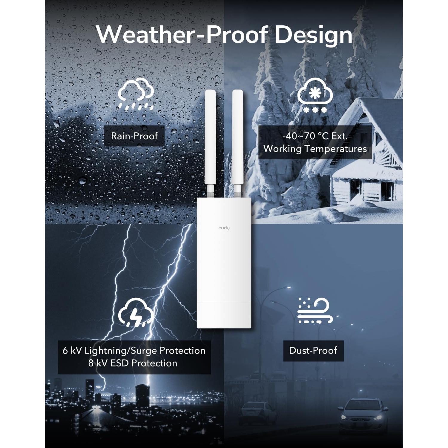 Cudy AP3000 Punto de Acceso WiFi 6 Exterior IP65 5 en 1