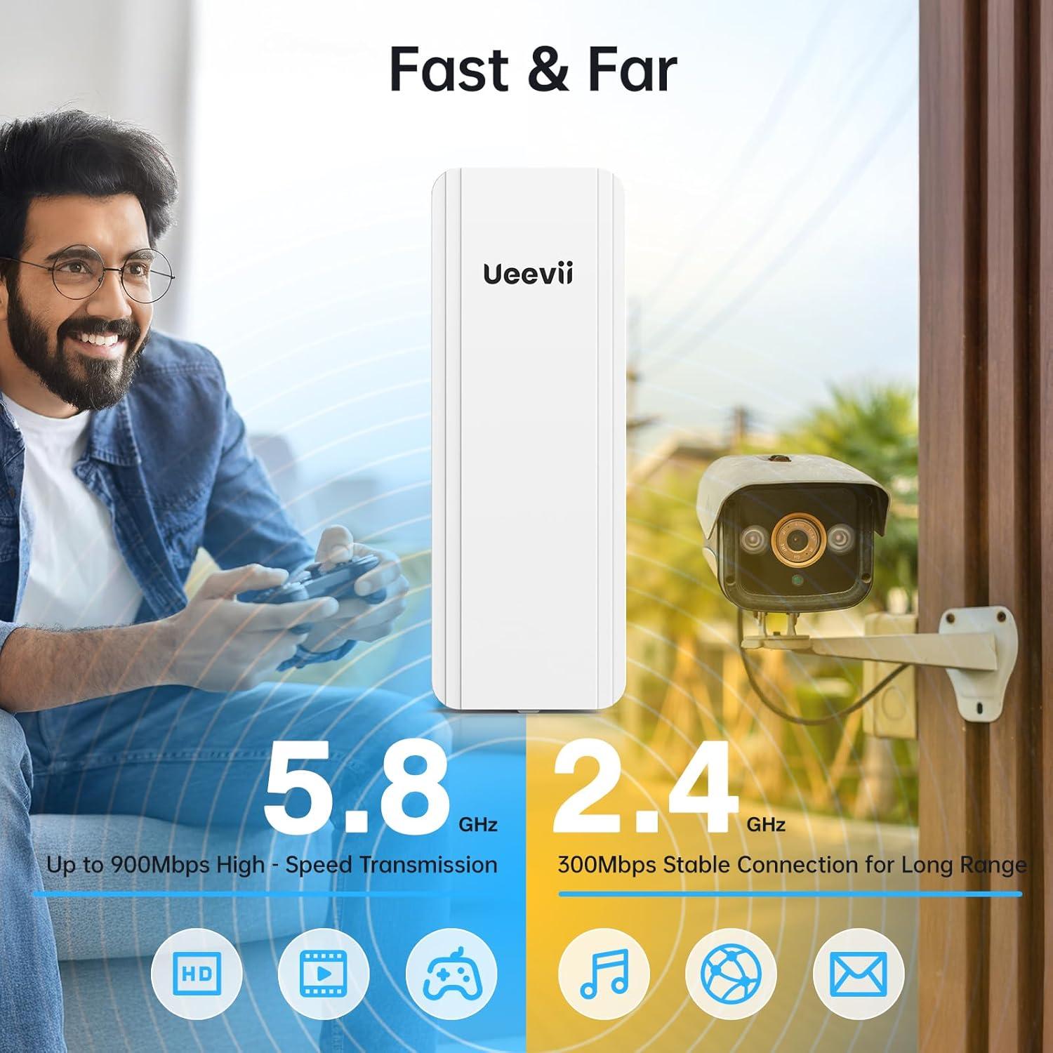 Kit Puente Inalámbrico UeeVii CPE5824 2.4G 5.8G 5KM IP65