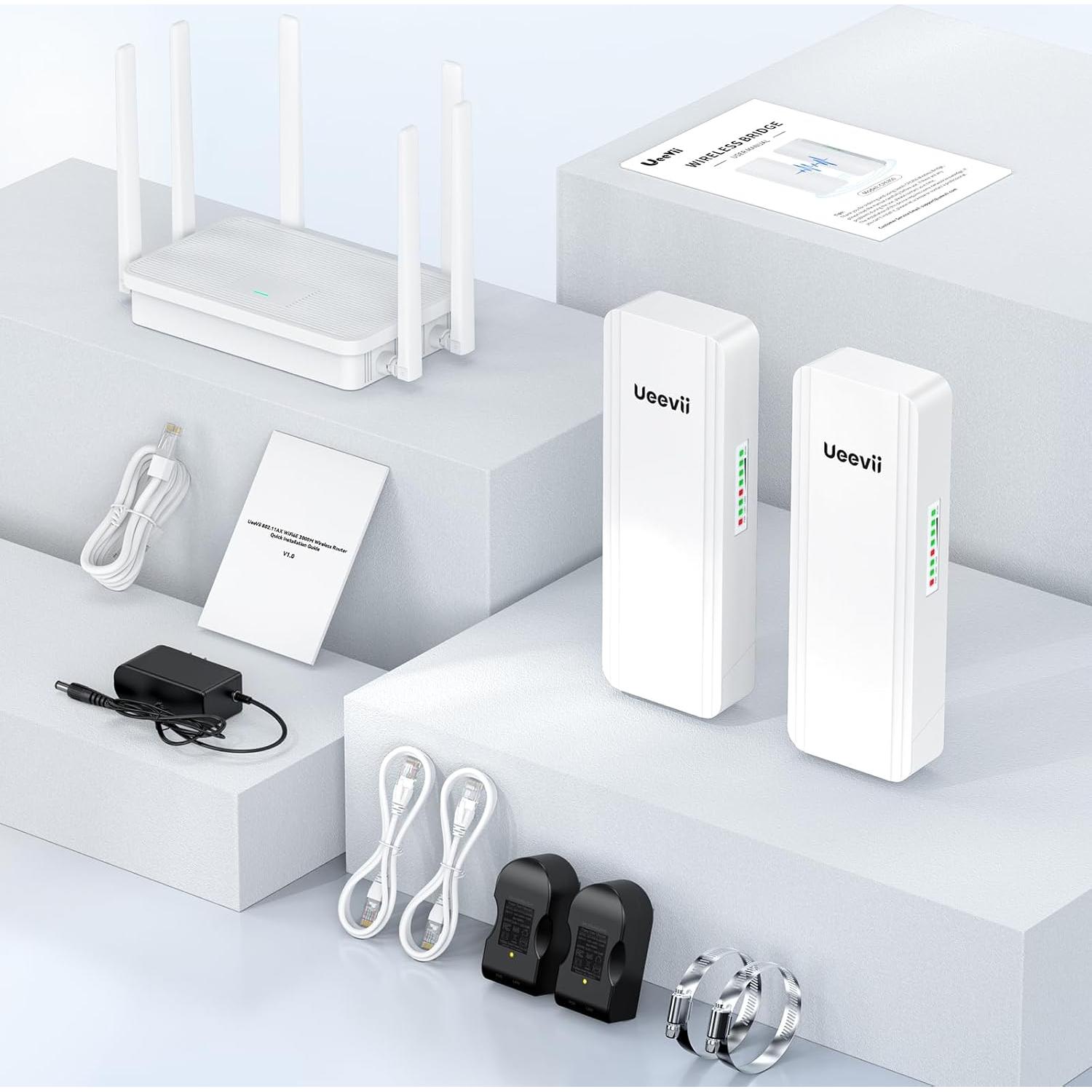 Kit Puente Inalámbrico UeeVii CPE5824 2.4G 5.8G 5KM IP65