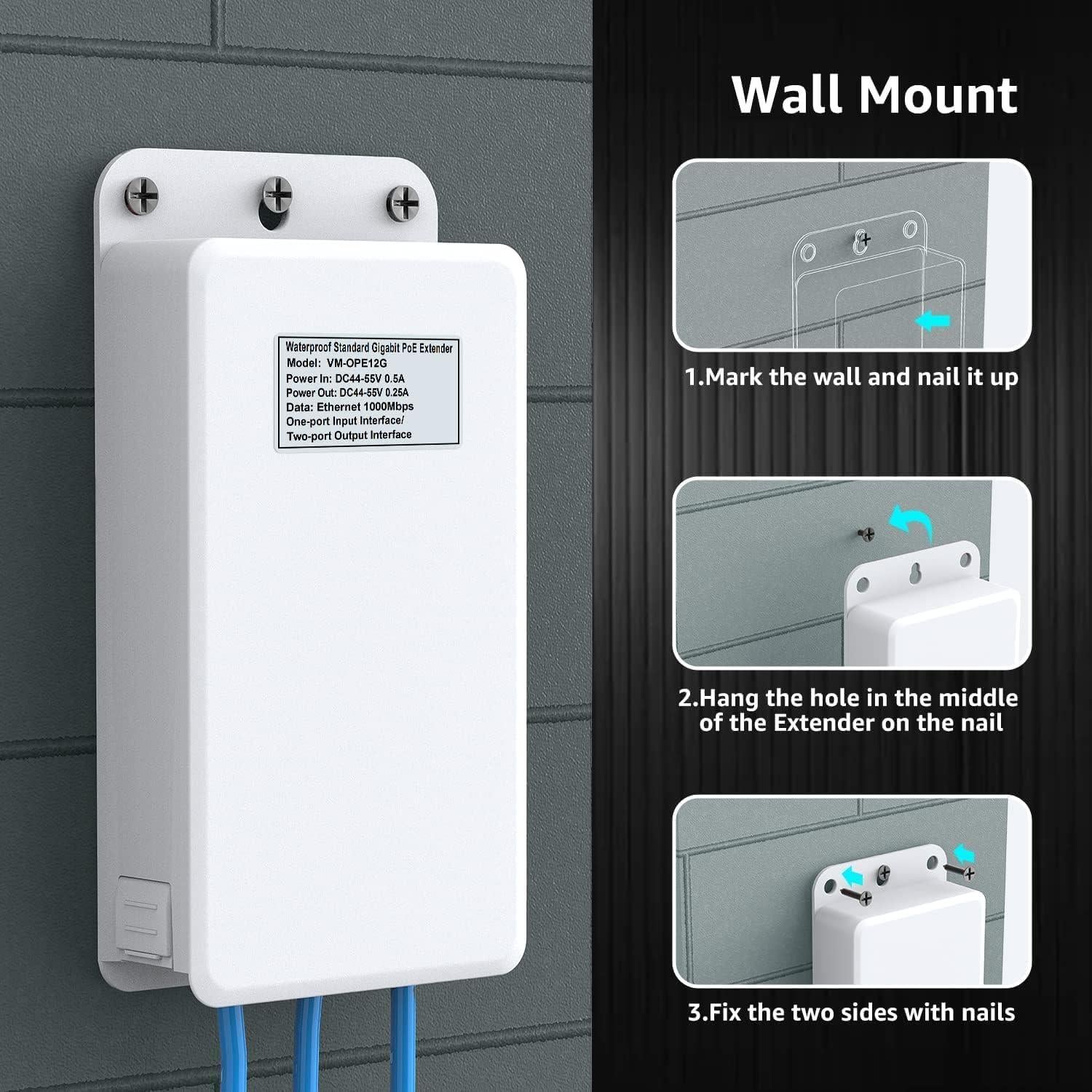 Extensor PoE Gigabit VIMIN 2 Puertos Exterior 1000Mbps IP65