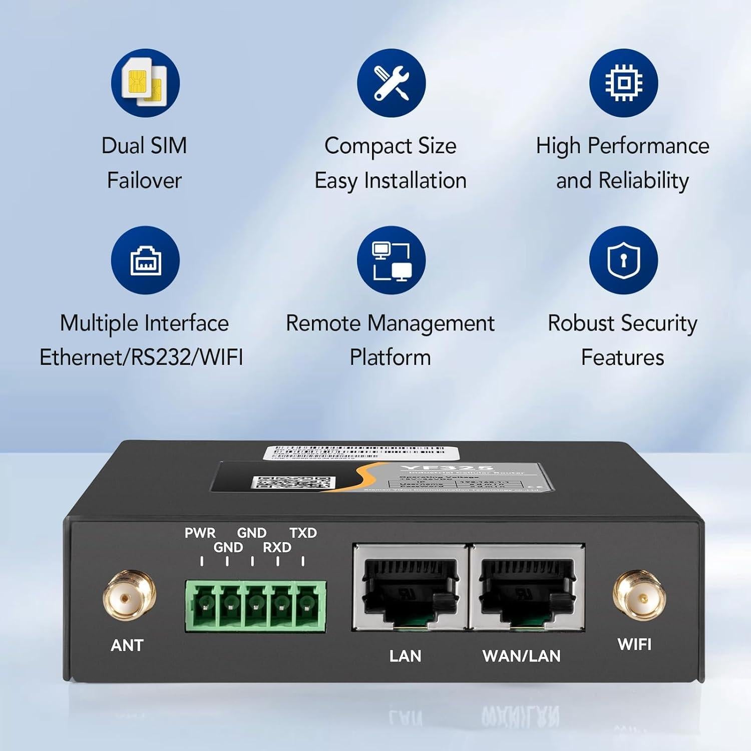Router 4G LTE Yeacomm YF325 Doble SIM VPN Industrial