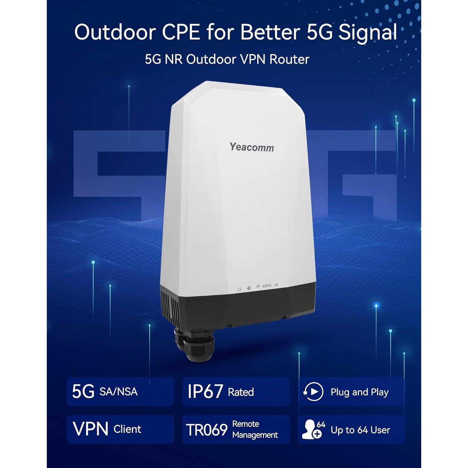 Enrutador 5G al aire libre Yeacomm NR610 IP67 con doble SIM