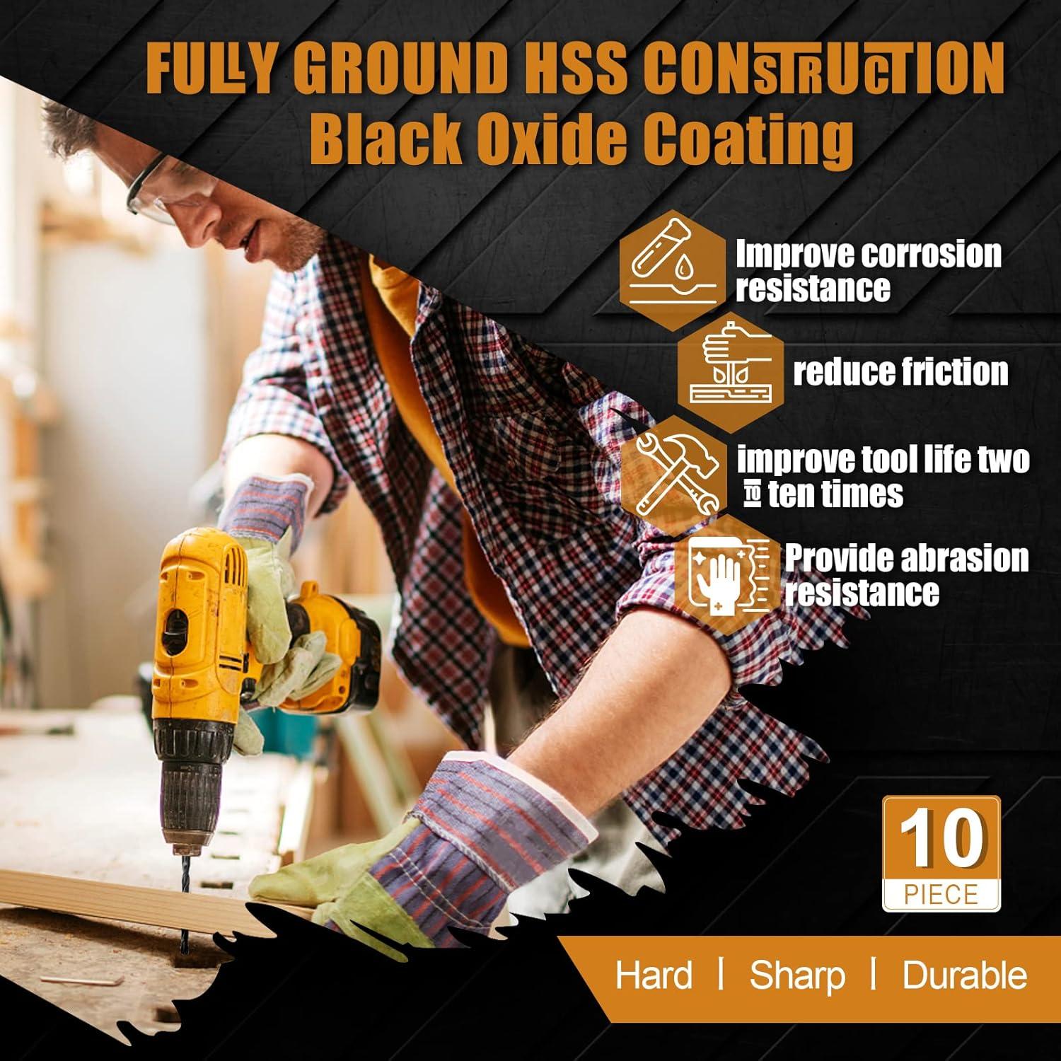 Juego de Brocas COMOWARE HSS 10 Pcs para Madera y Metal