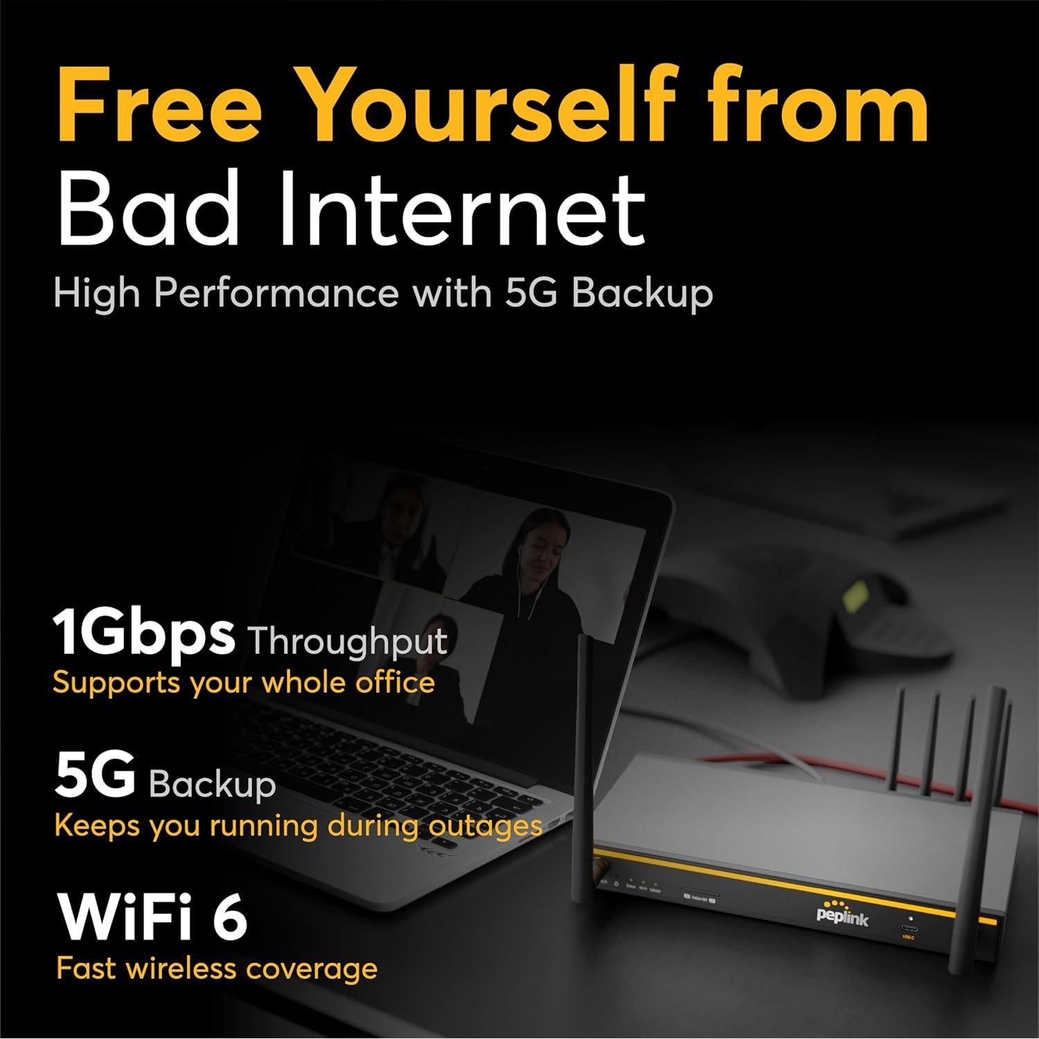 Enrutador WiFi 5G Peplink B One - Doble WAN Gigabit 1Gbps