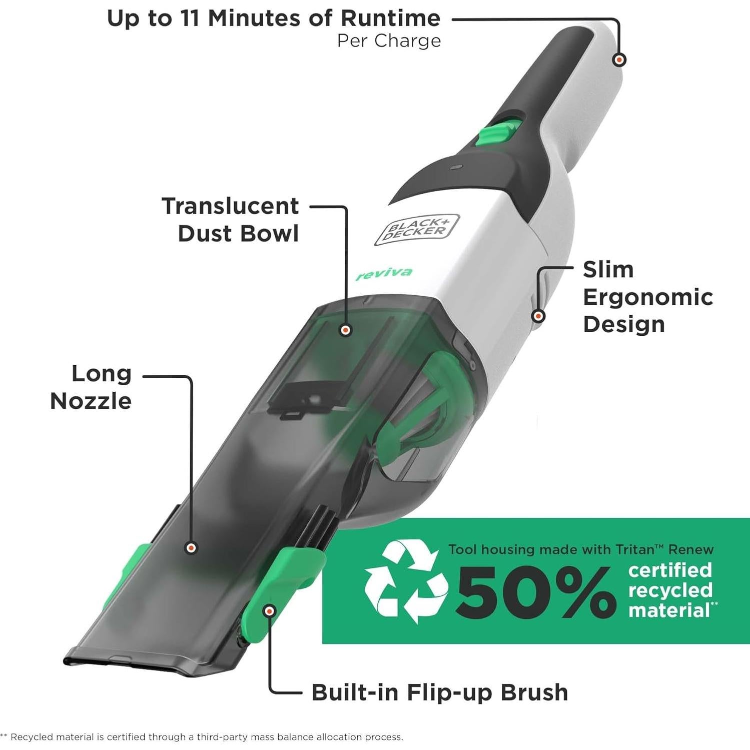 Aspiradora de Mano BLACK+DECKER 8V MAX Inalámbrica 500ml