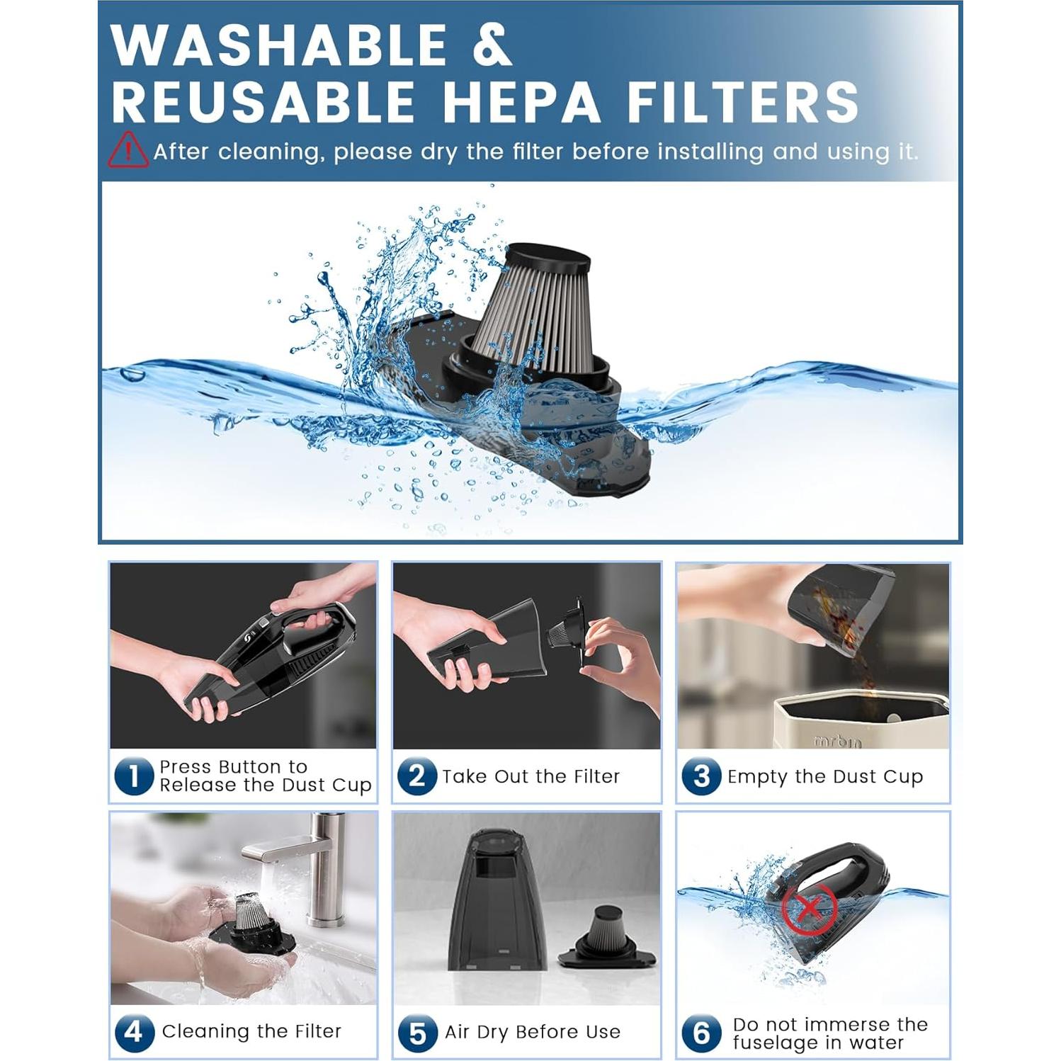 Car Vacuum, 12000Pa Handheld Vacuum Cordless with Brushless Motor, aspiradora para carro with HEPA Filter for Car Home Pet Hair