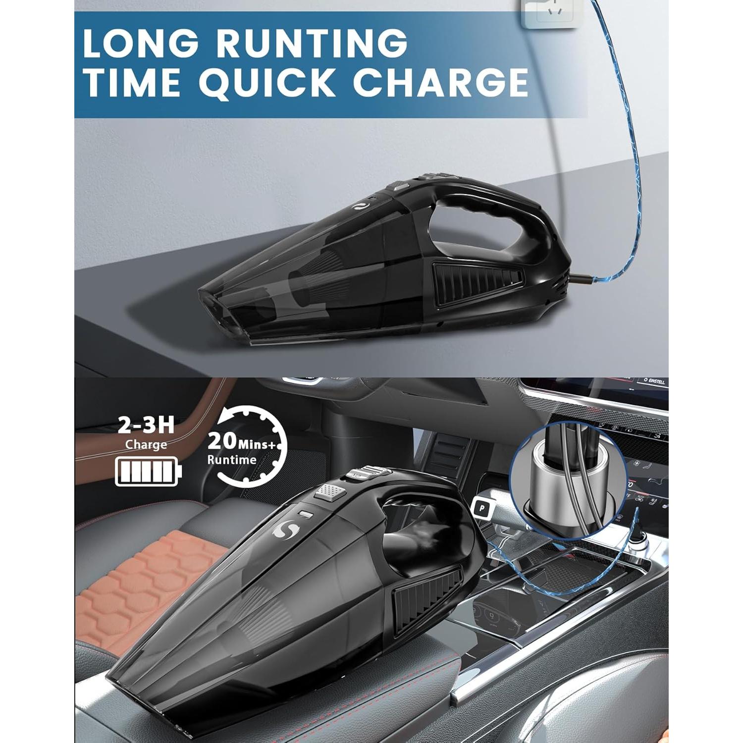 Car Vacuum, 12000Pa Handheld Vacuum Cordless with Brushless Motor, aspiradora para carro with HEPA Filter for Car Home Pet Hair