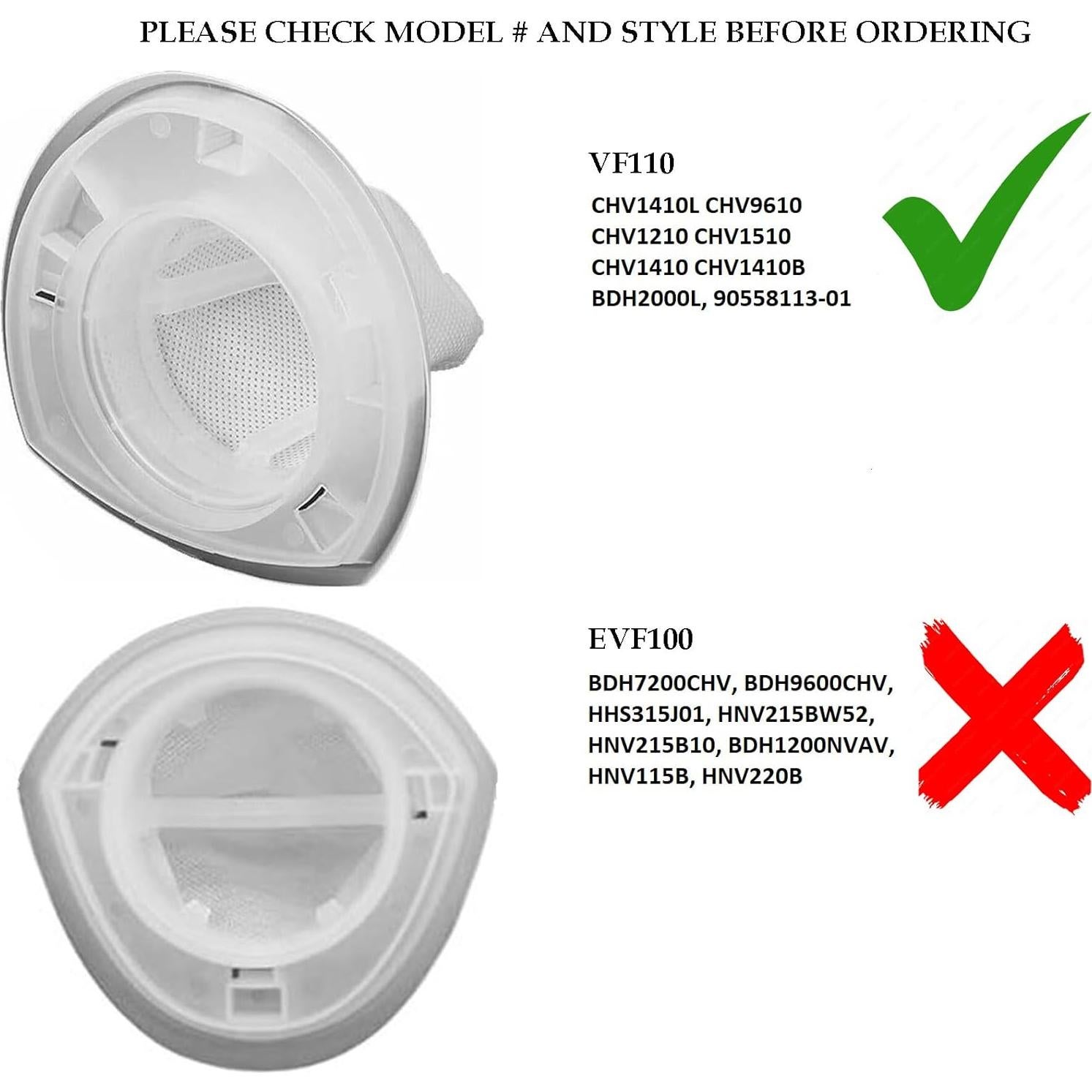 Paquete de 6 Filtros Masterpart VF110 para Aspiradoras Black & Decker