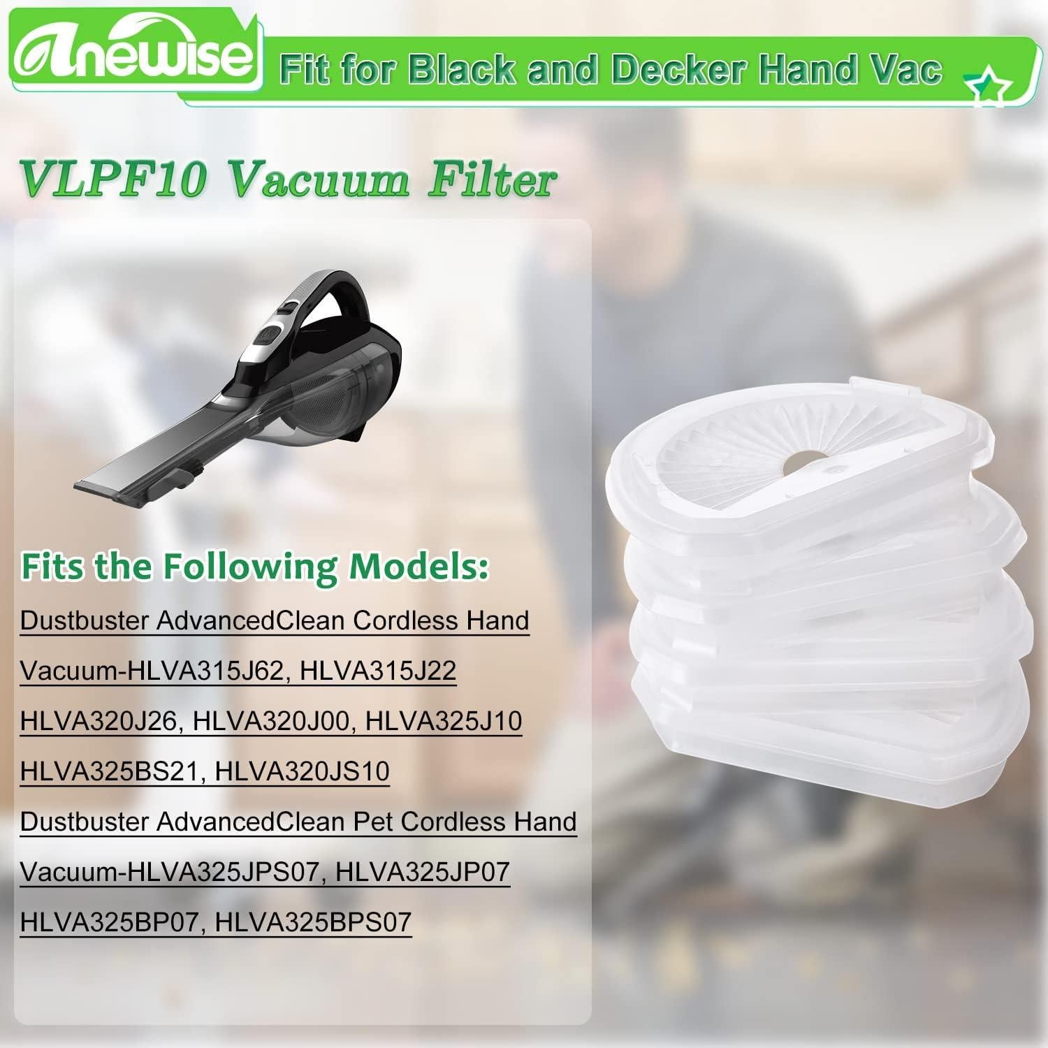 Paquete de 4 Filtros HEPA Anewise VLPF10 para Aspiradora Black and Decker