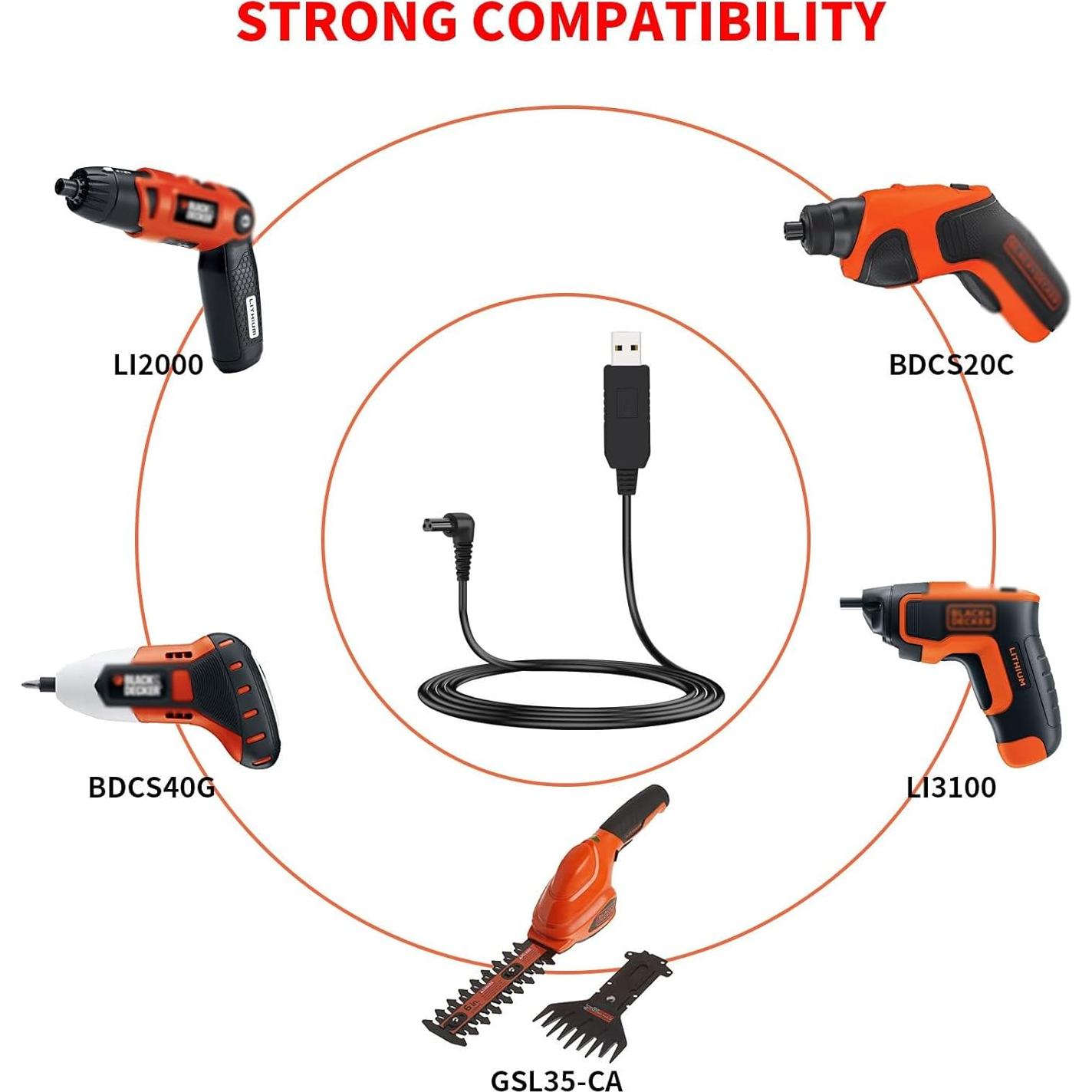 Cable Cargador MEROM para Destornillador Black & Decker