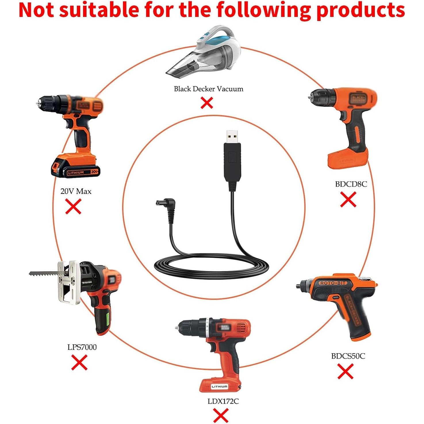 Cable Cargador MEROM para Destornillador Black & Decker