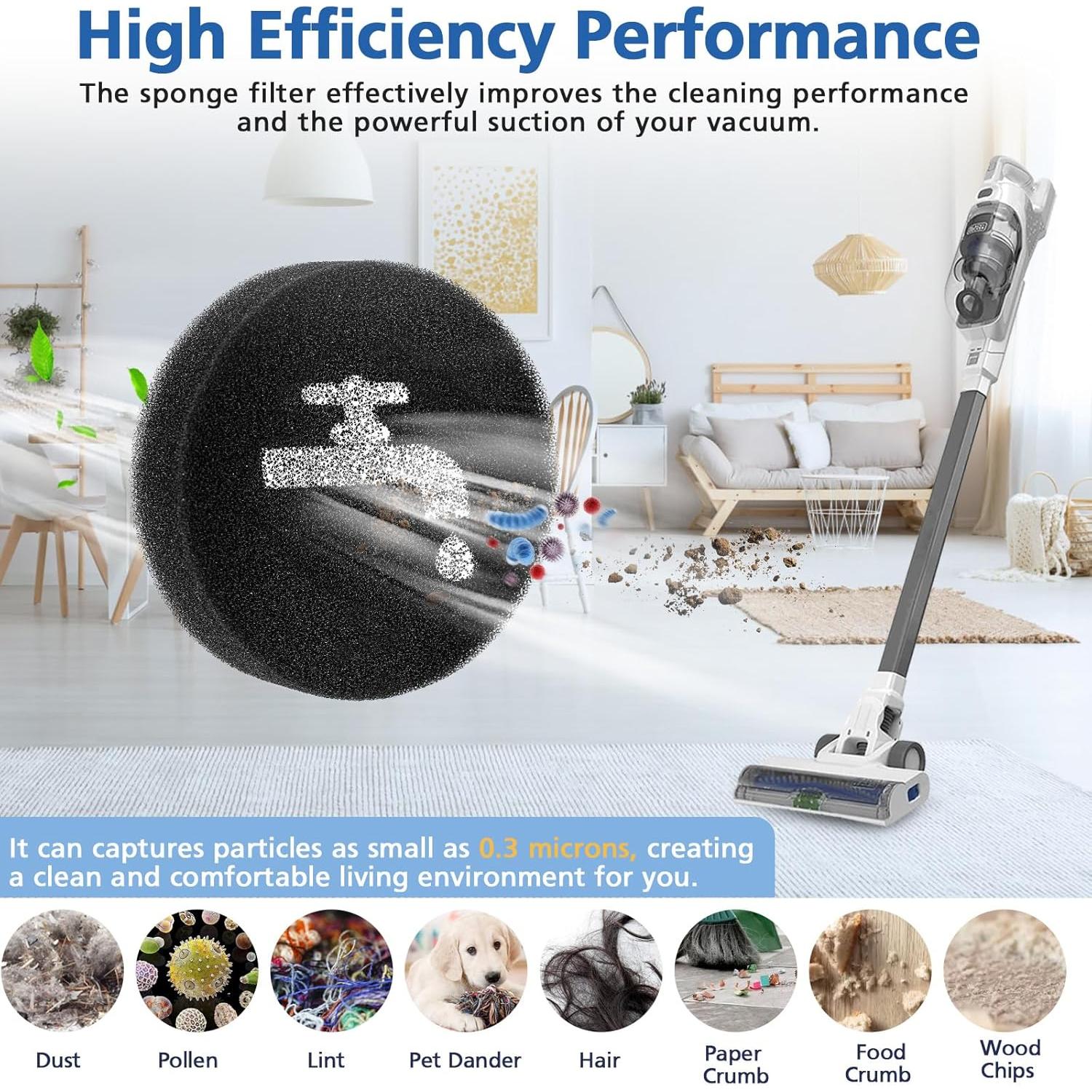 Filtros de Esponja LINNIW para BLACK+DECKER 16V/20V - 6 Pzas