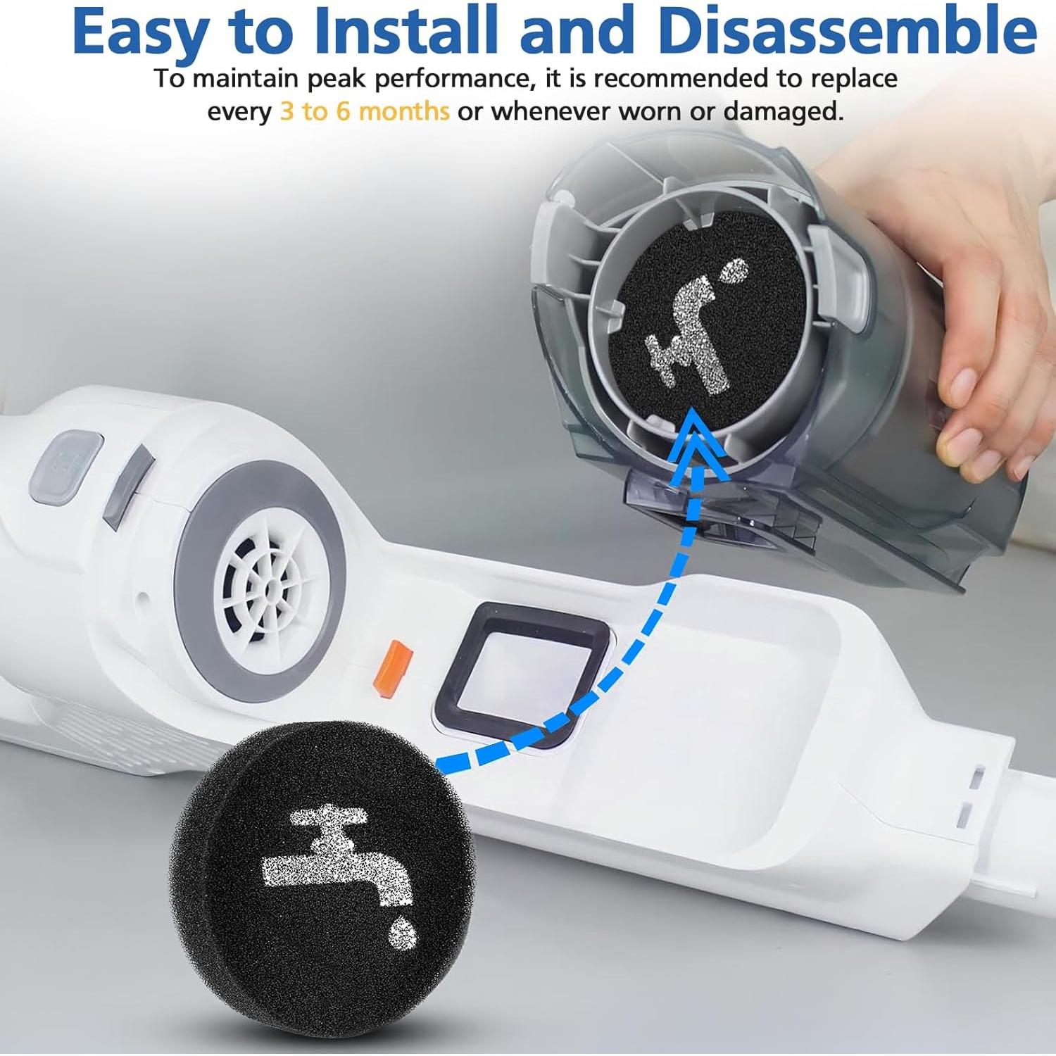 Filtros de Esponja LINNIW para BLACK+DECKER 16V/20V - 6 Pzas