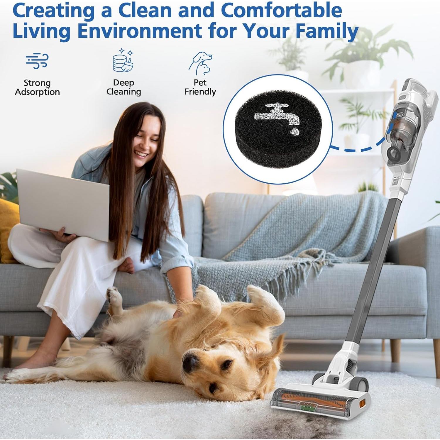 Filtros de Esponja LINNIW para BLACK+DECKER 16V/20V - 6 Pzas