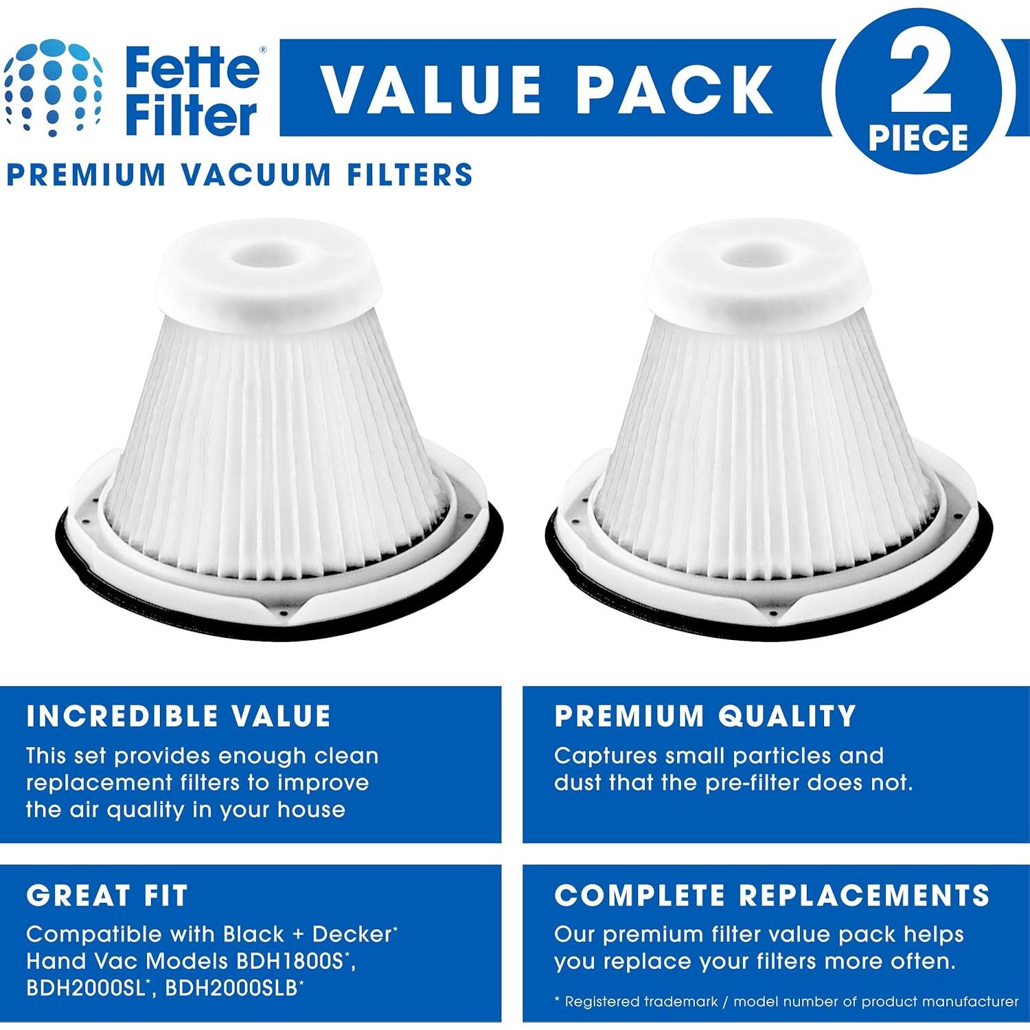 Filtro Fette para Aspiradora Black and Decker BDH1800S/2000SL - 2 Pzs