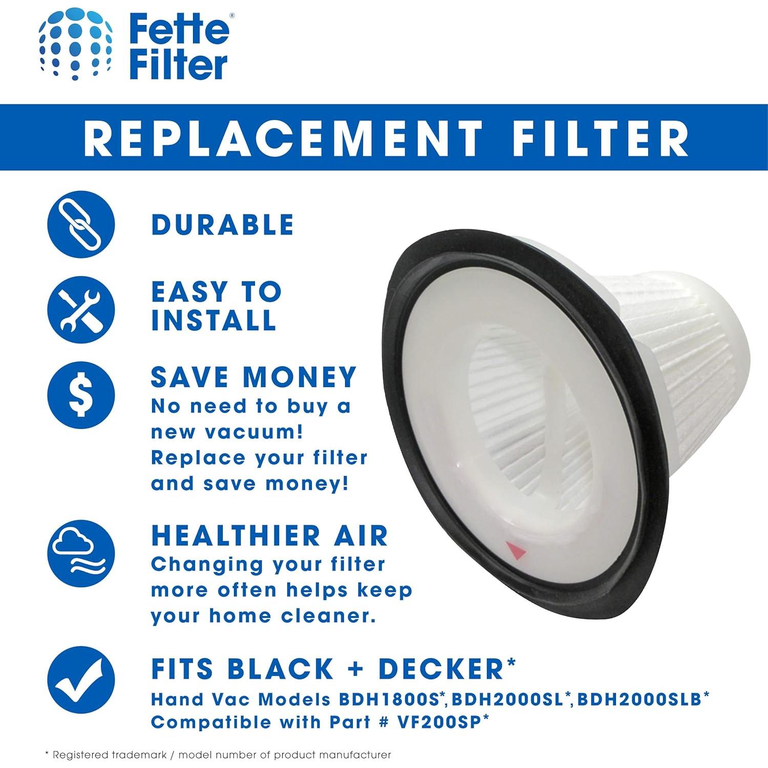 Filtro Fette para Aspiradora Black and Decker BDH1800S/2000SL - 2 Pzs