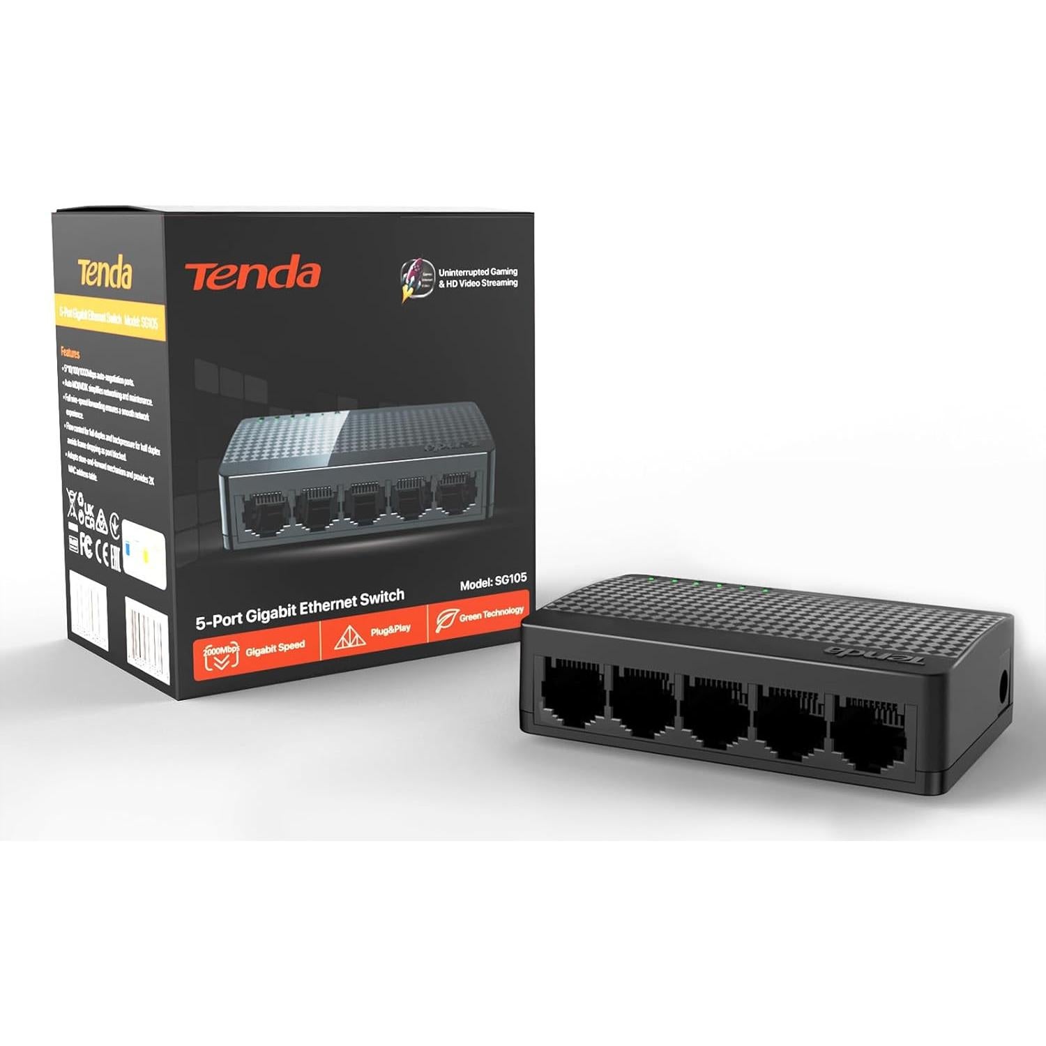 Interruptor Gigabit Tenda SG105 5 Puertos + Wi-Fi Mesh Nova AC1200