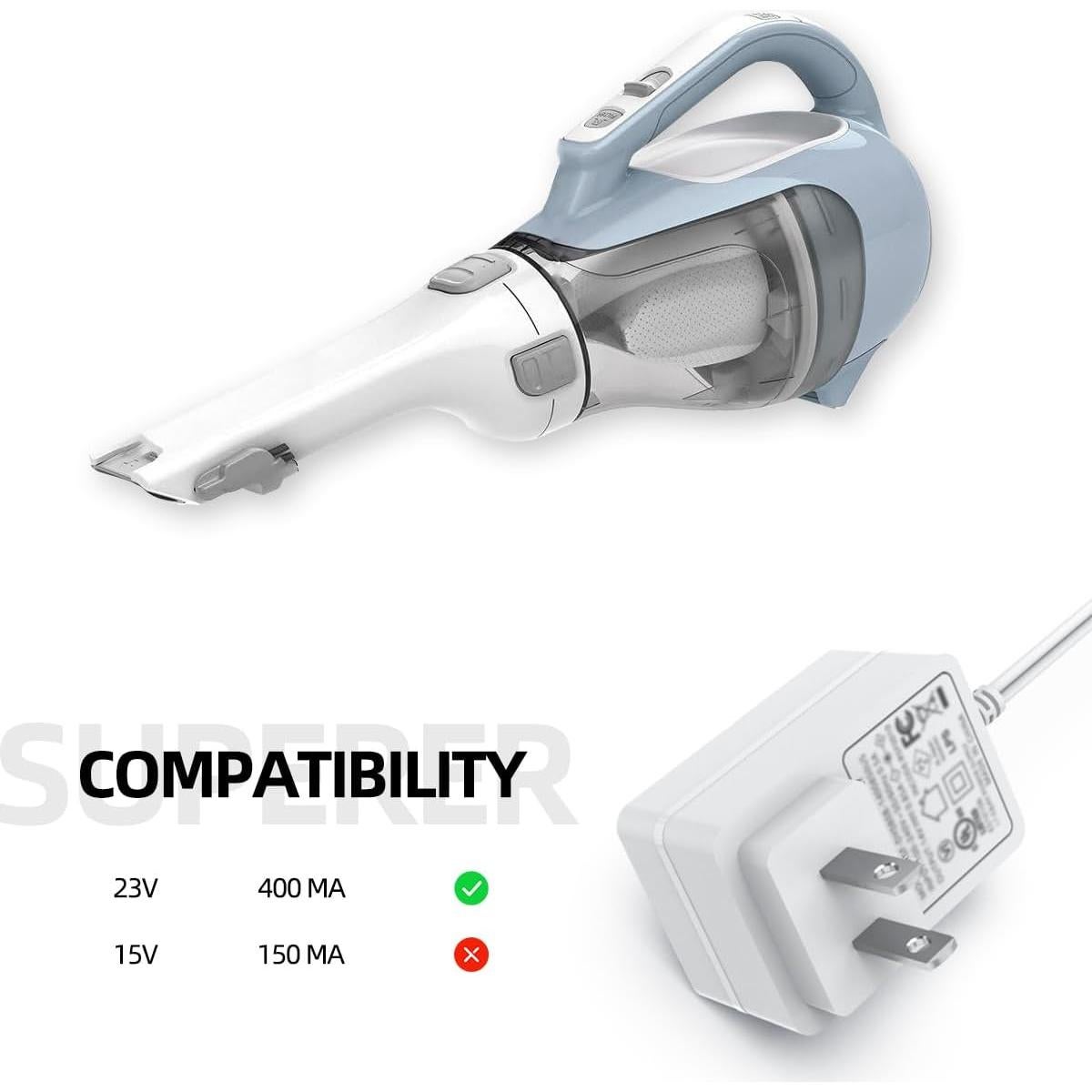 Cargador 23V Superer para Black+Decker Aspiradora Mano