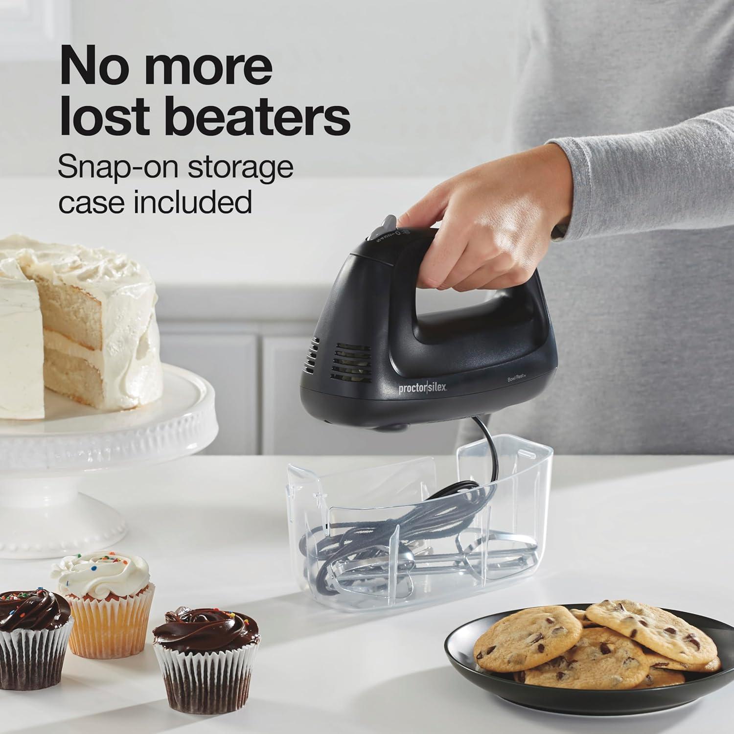 Mezclador de Mano Proctor Silex 5 Velocidades 215W Negro