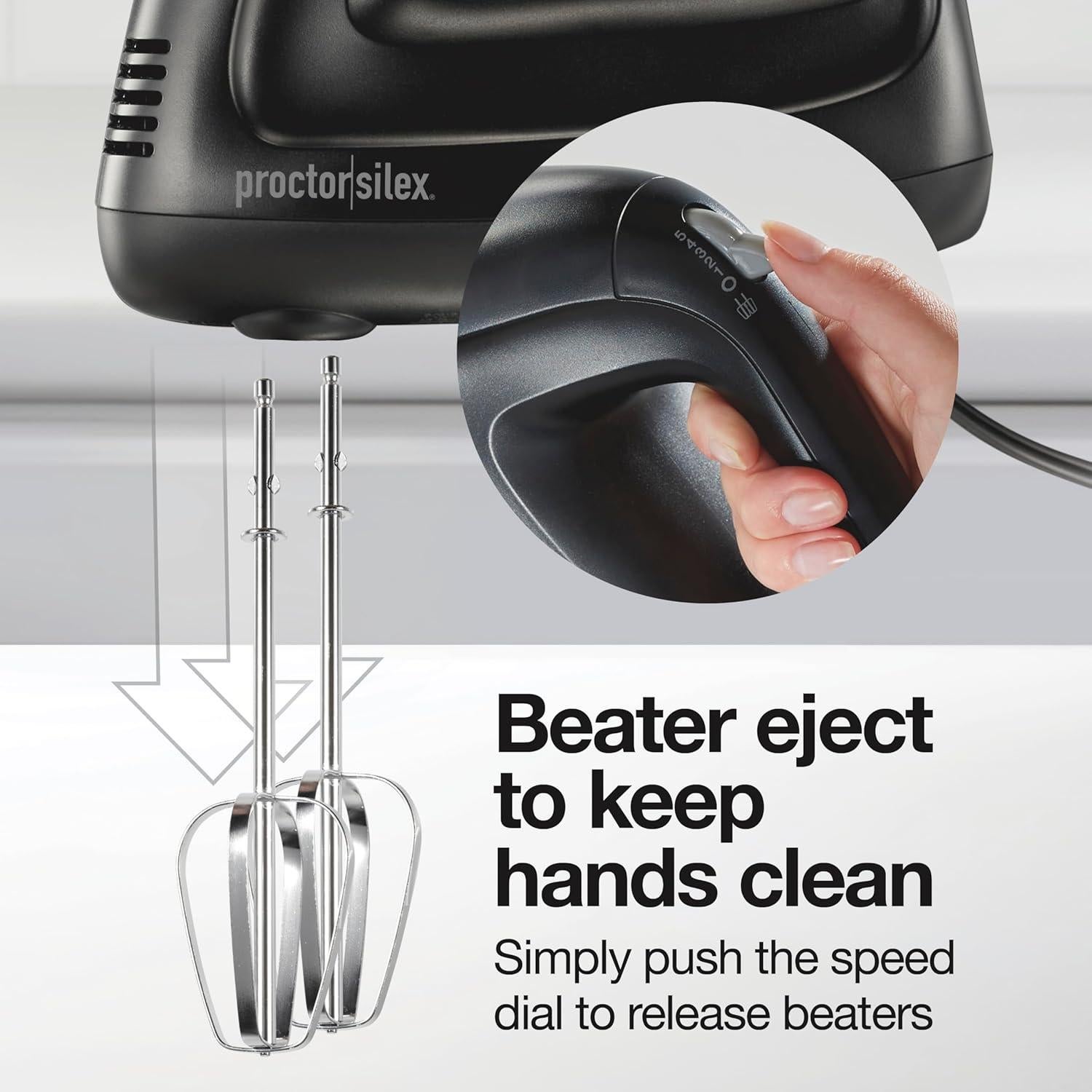 Mezclador de Mano Proctor Silex 5 Velocidades 215W Negro
