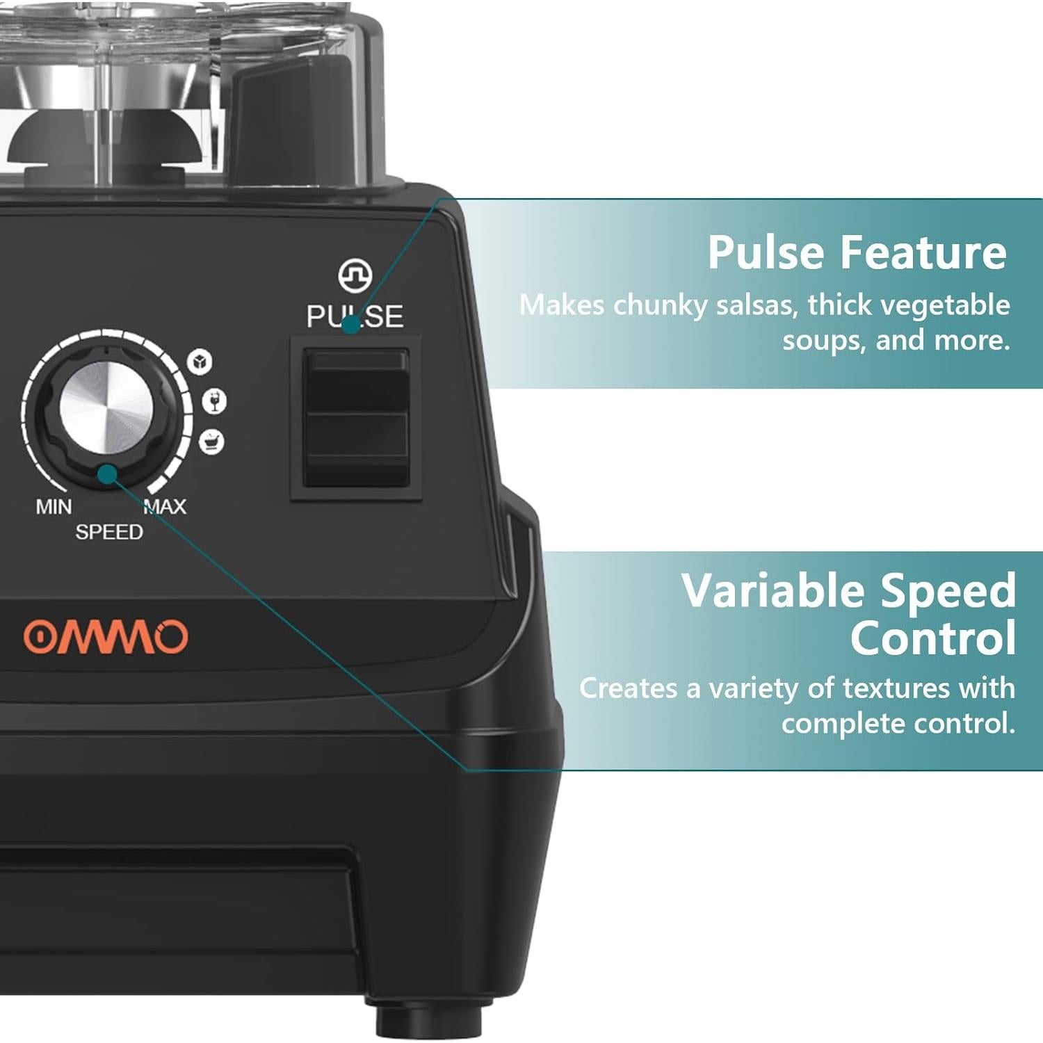 Licuadora OMMO 1800W 60oz Acero Inoxidable para Batidos