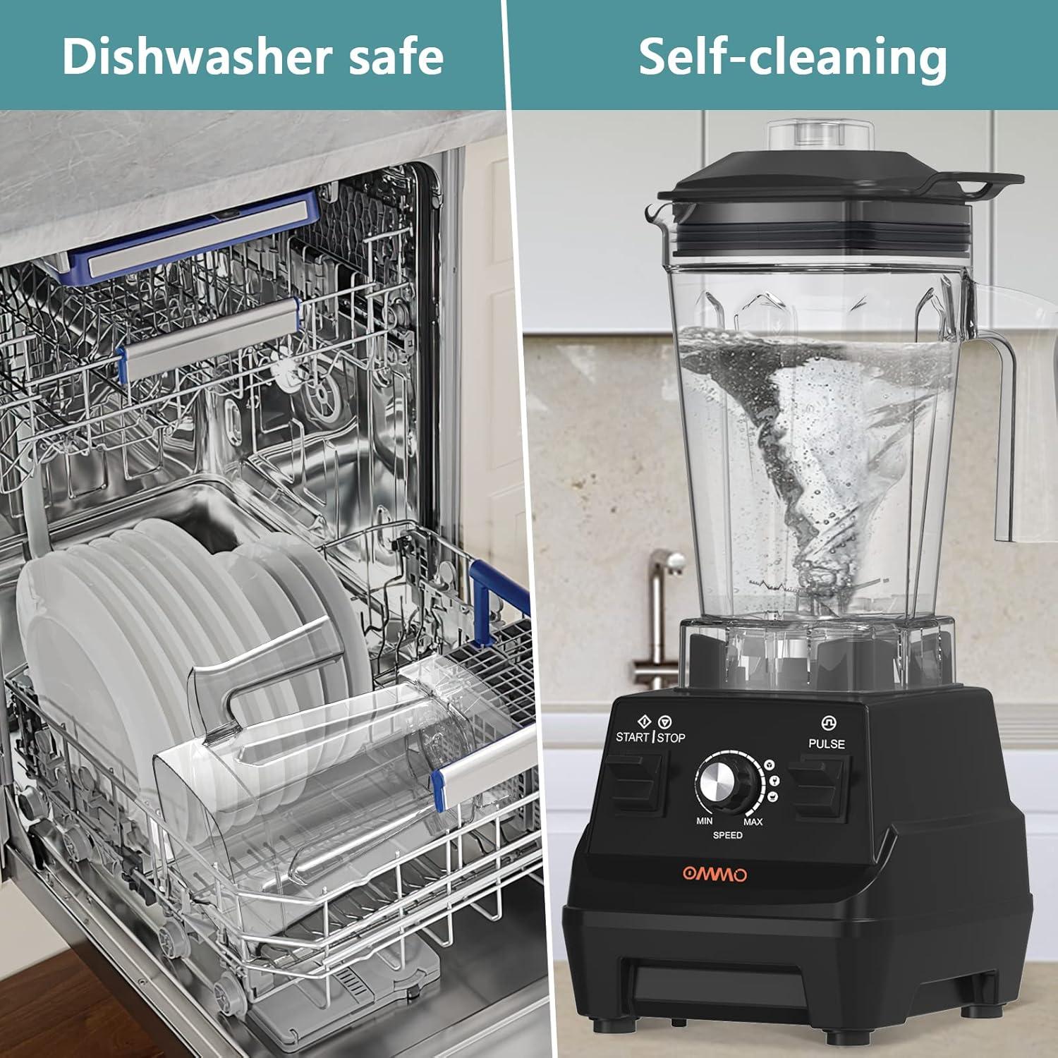 Licuadora OMMO 1800W 60oz Acero Inoxidable para Batidos