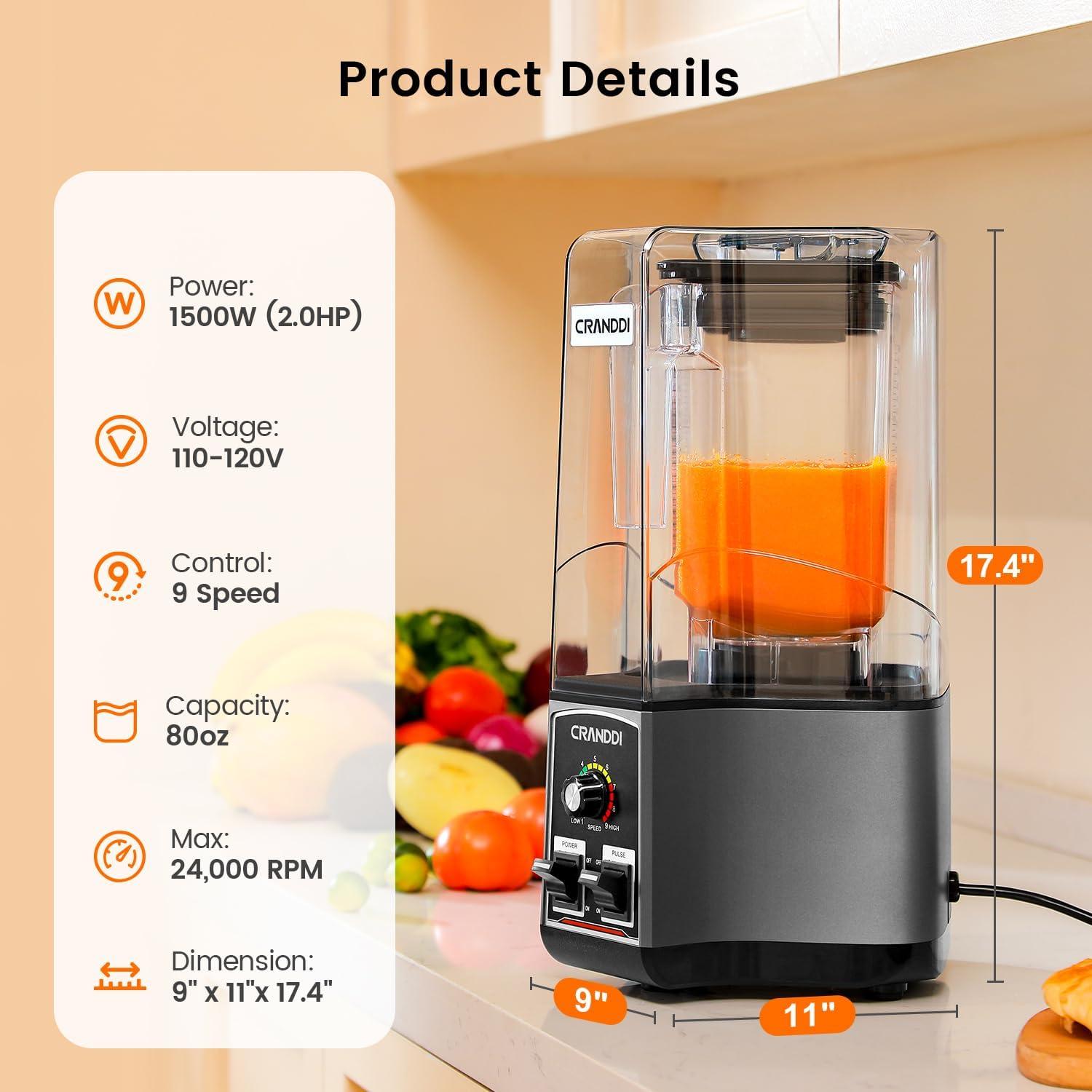 Licuadora CRANDDI K85 2,2L 1500W 9 Velocidades Gris