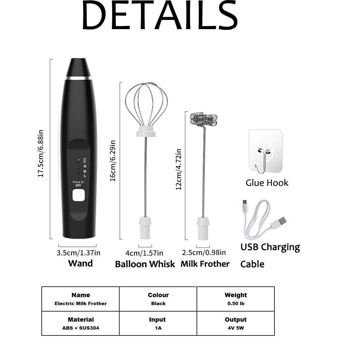Espumador de Leche ENJOYCOOL A24 Recargable 3 Velocidades