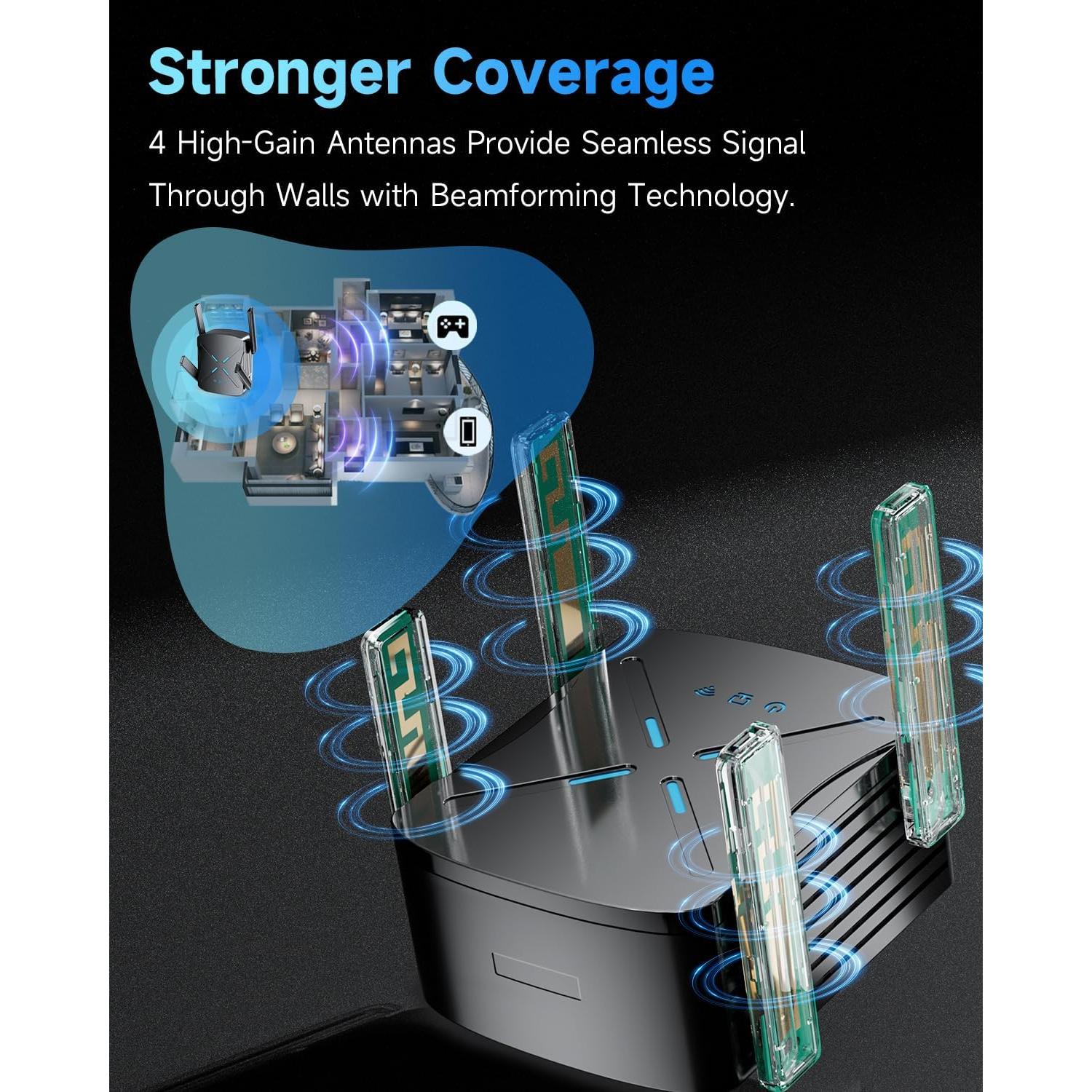 Extensor de señal WiFi 6 Drunken 2025, doble banda, 1115 m²