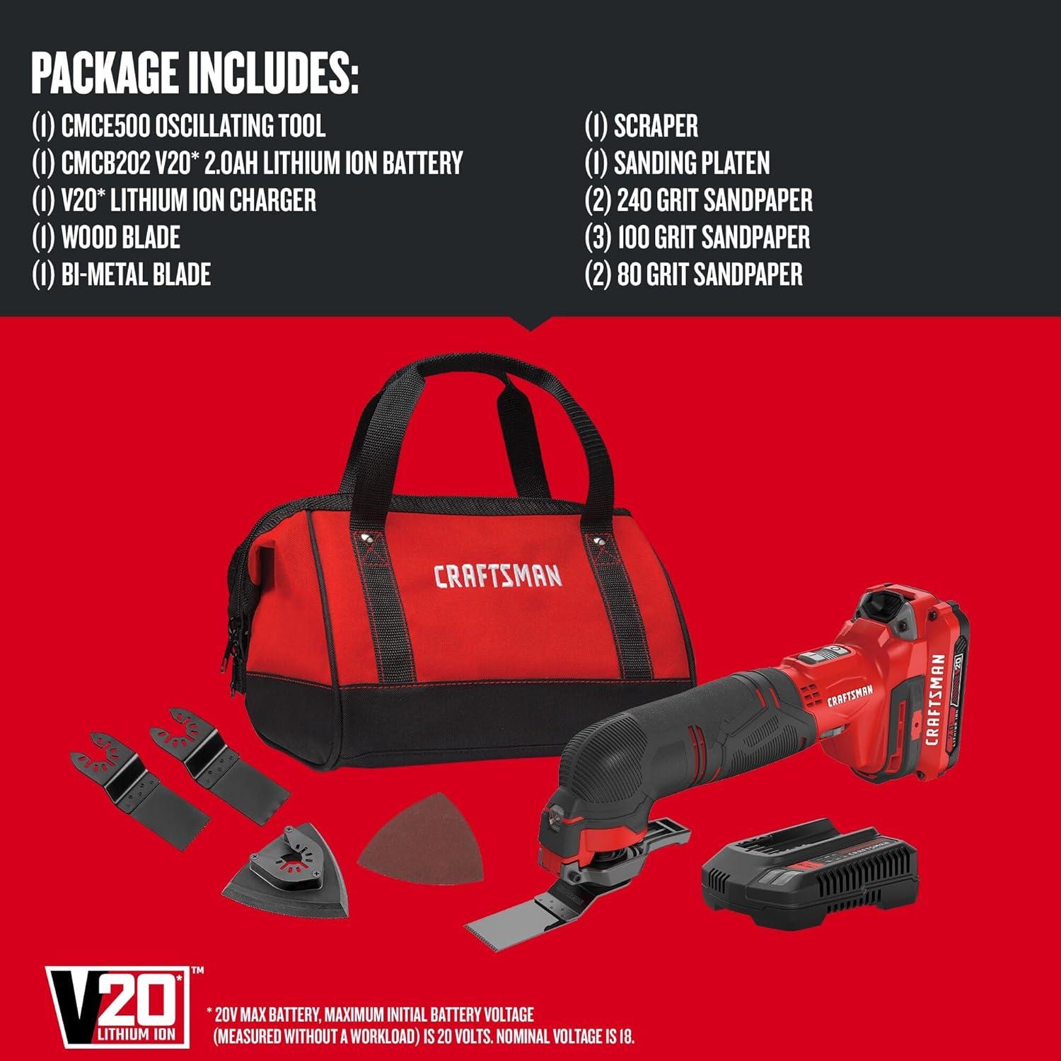 Herramienta Oscilante Inalámbrica CRAFTSMAN V20 Kit 16 Piezas