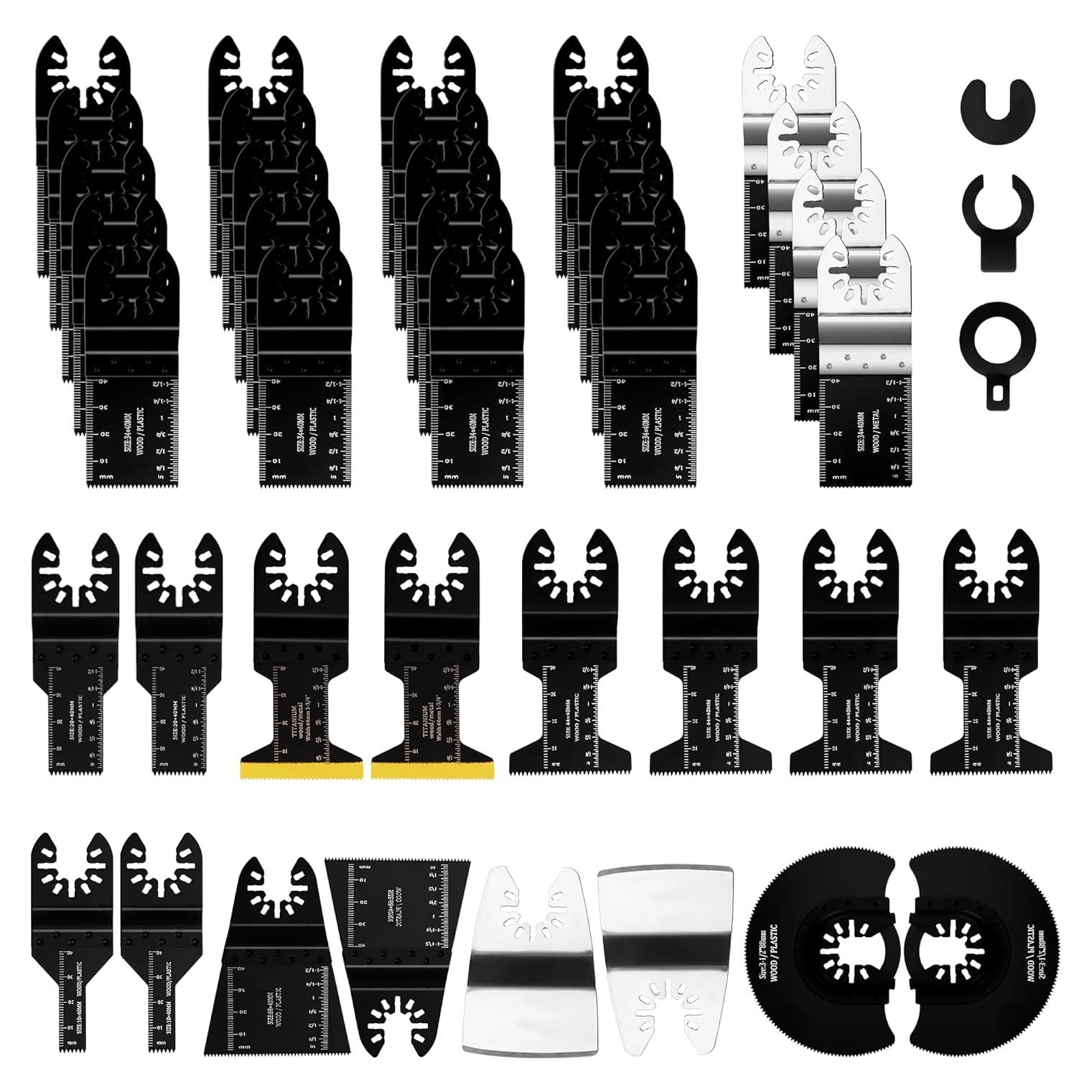 Kit 43 Piezas Cuchillas Oscilantes PETOX para Madera y Metal