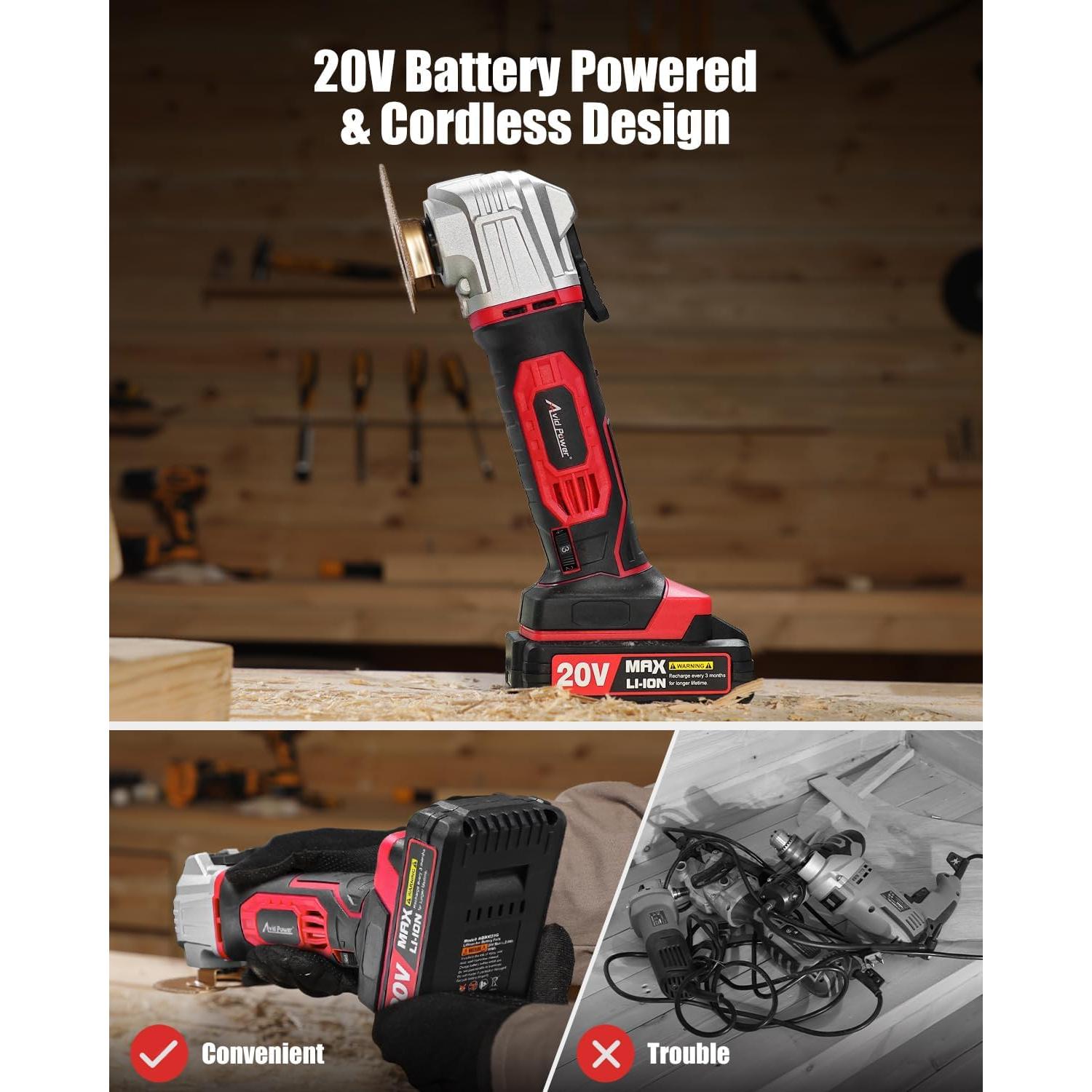 Multiherramienta Oscilante AVID POWER 20V Inalámbrica 31 Acc.