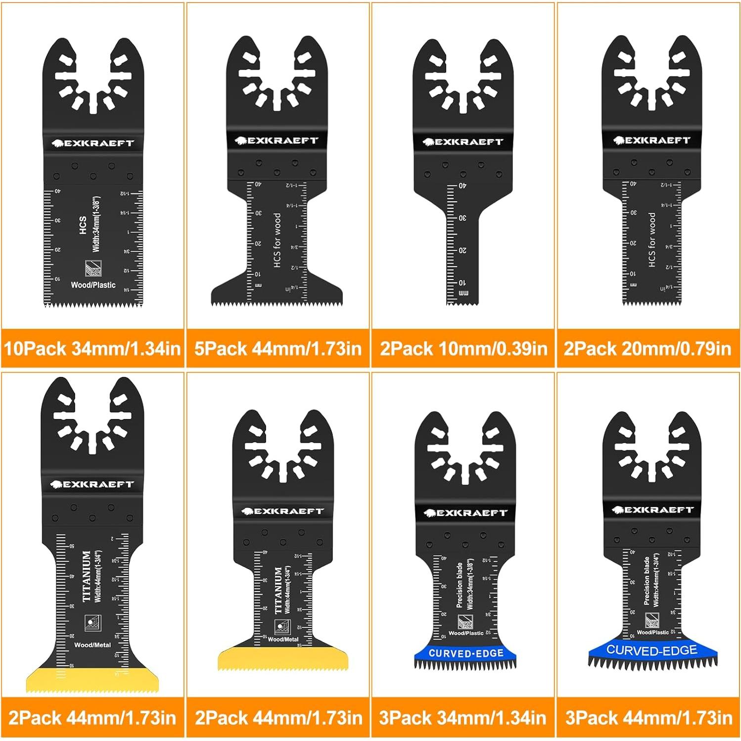 Kit 136 PCS Hojas Oscilantes EXKRAEFT para Madera y Metal