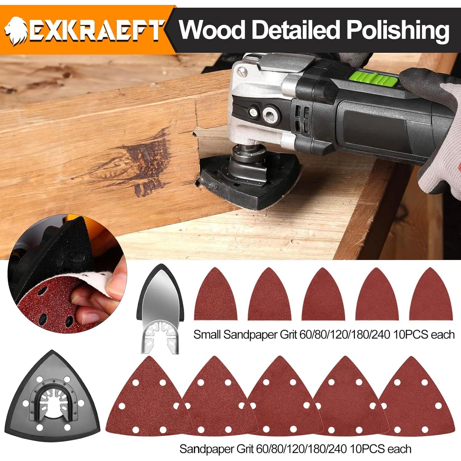 Kit 136 PCS Hojas Oscilantes EXKRAEFT para Madera y Metal