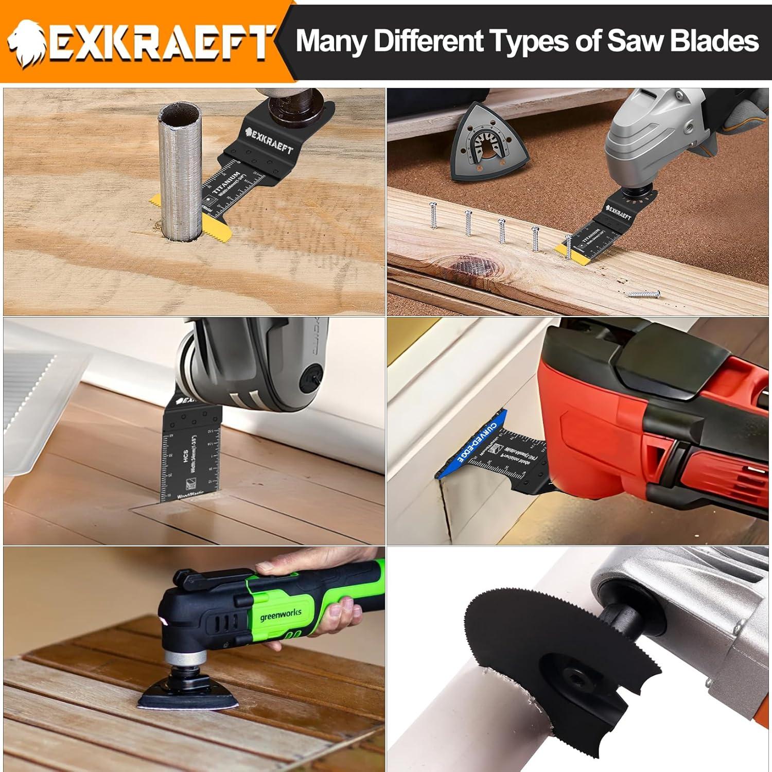 Kit 136 PCS Hojas Oscilantes EXKRAEFT para Madera y Metal