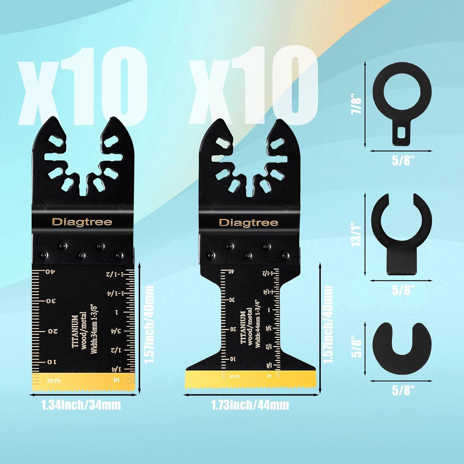 Hojas de sierra oscilante Diagtree 20PCS titanio metal madera