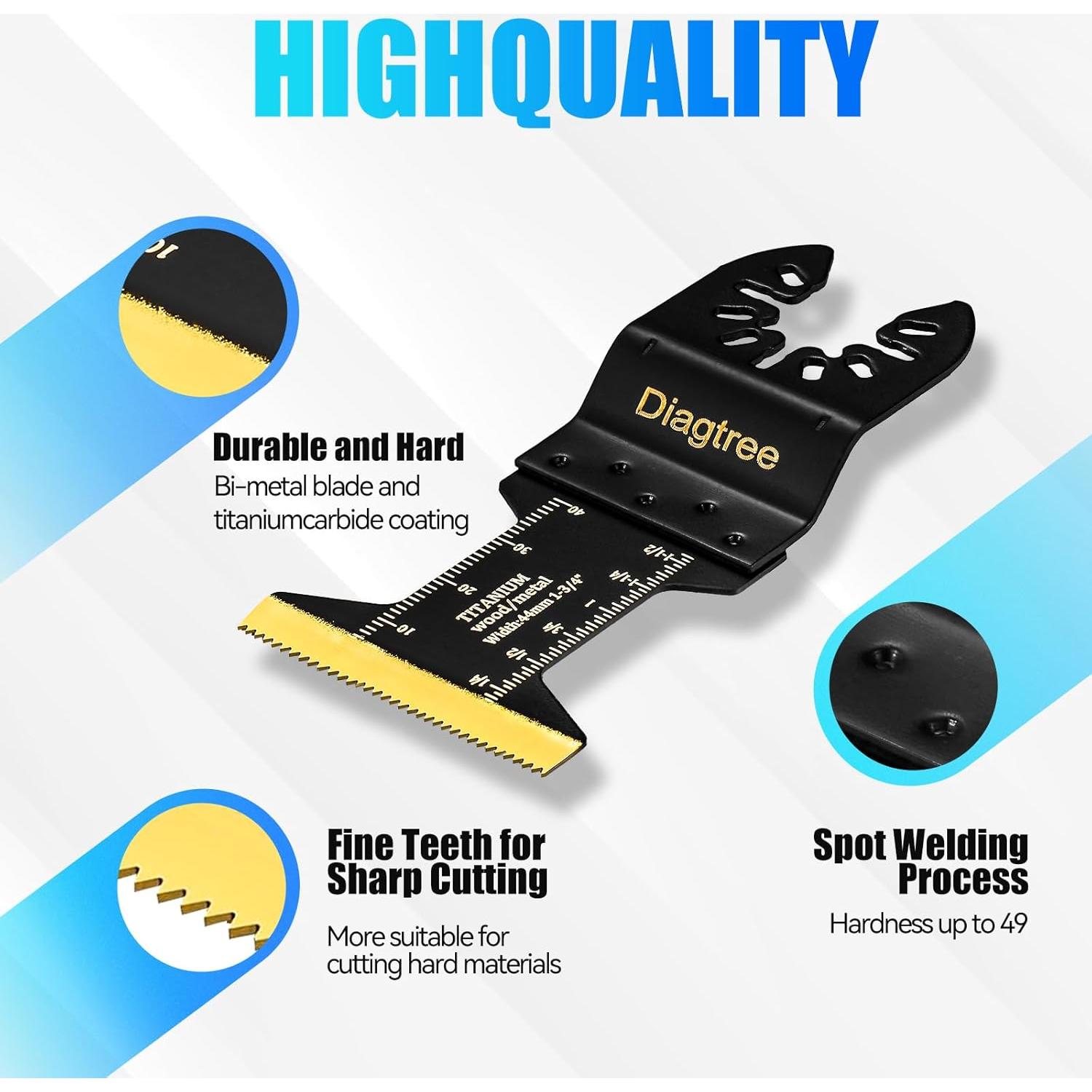 Hojas de sierra oscilante Diagtree 20PCS titanio metal madera