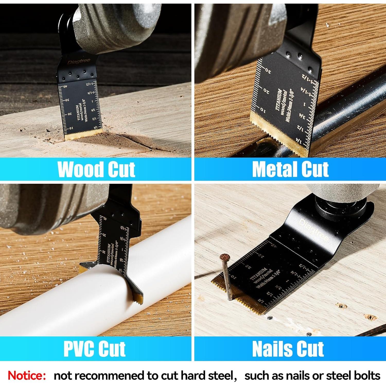 Hojas de sierra oscilante Diagtree 20PCS titanio metal madera