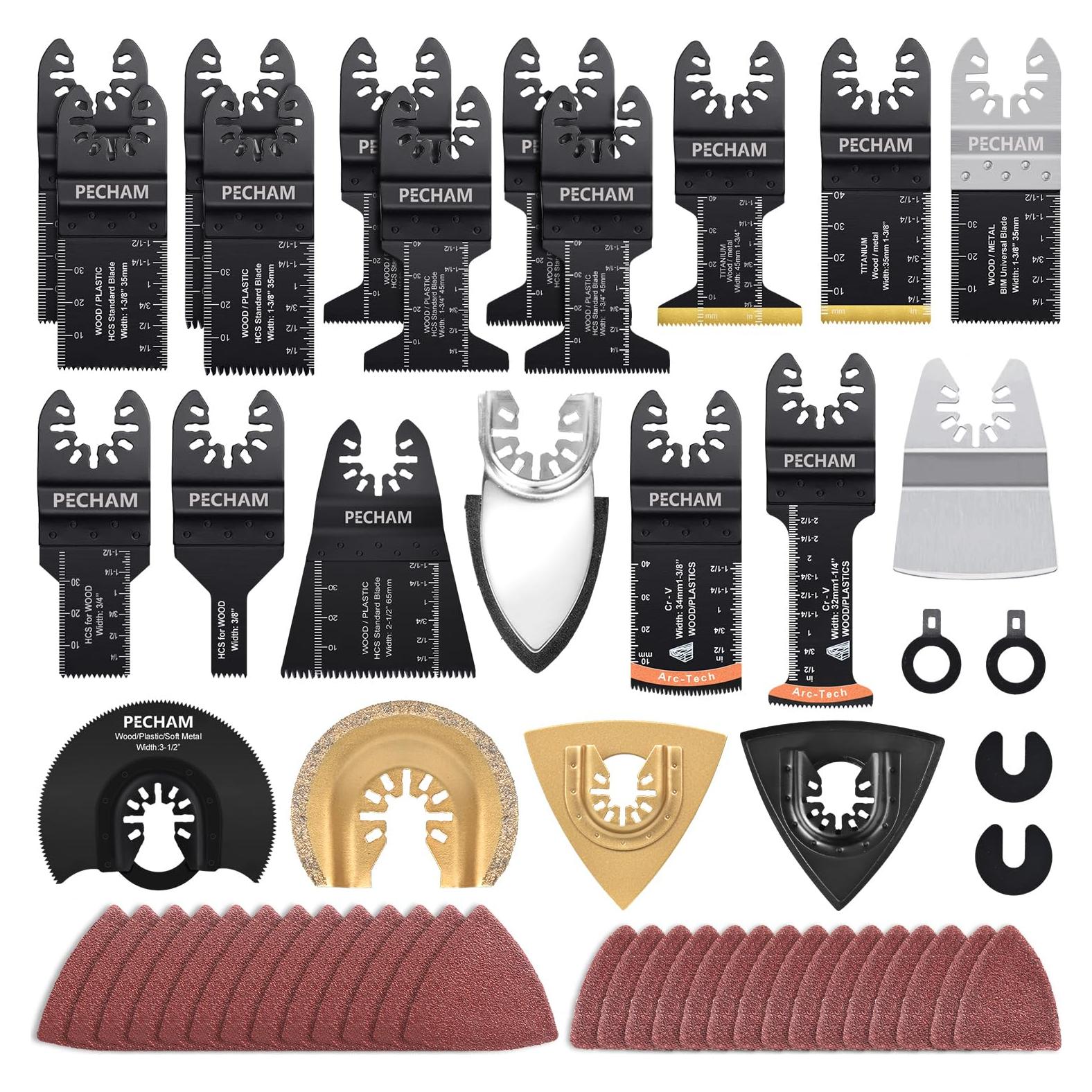 Kit de Hojas Oscilantes PECHAM 104 Pcs para Corte y Lijado