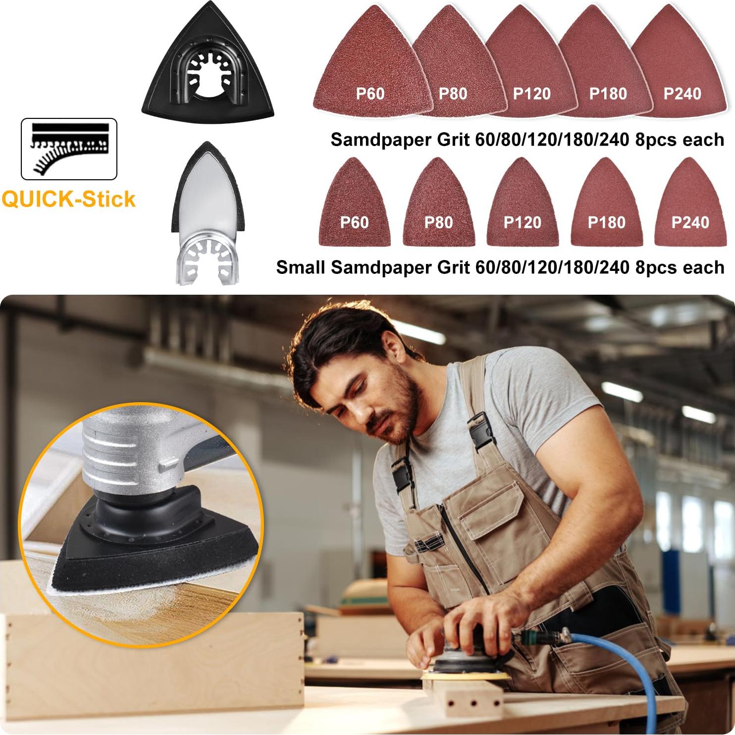 Kit de Hojas Oscilantes PECHAM 104 Pcs para Corte y Lijado