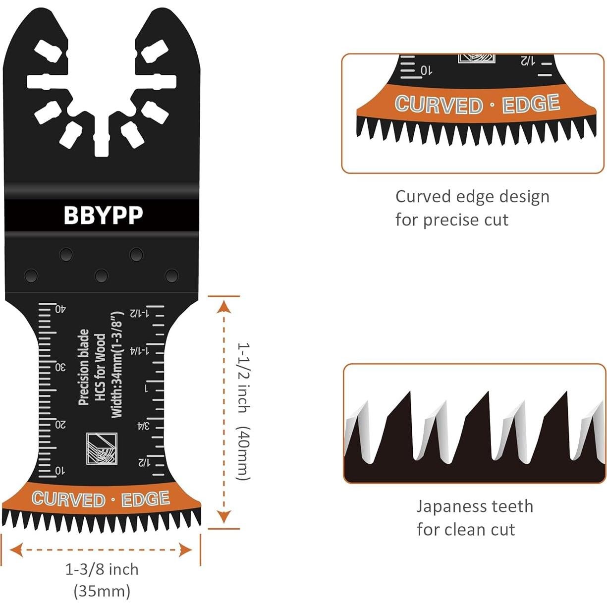 Juego 7 Hojas Sierra Oscilante BBYPP Curvadas para Madera