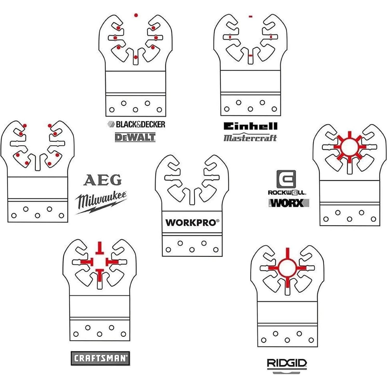 WORKPRO Juego 23 Cuchillas Sierra Oscilante Metal/Madera
