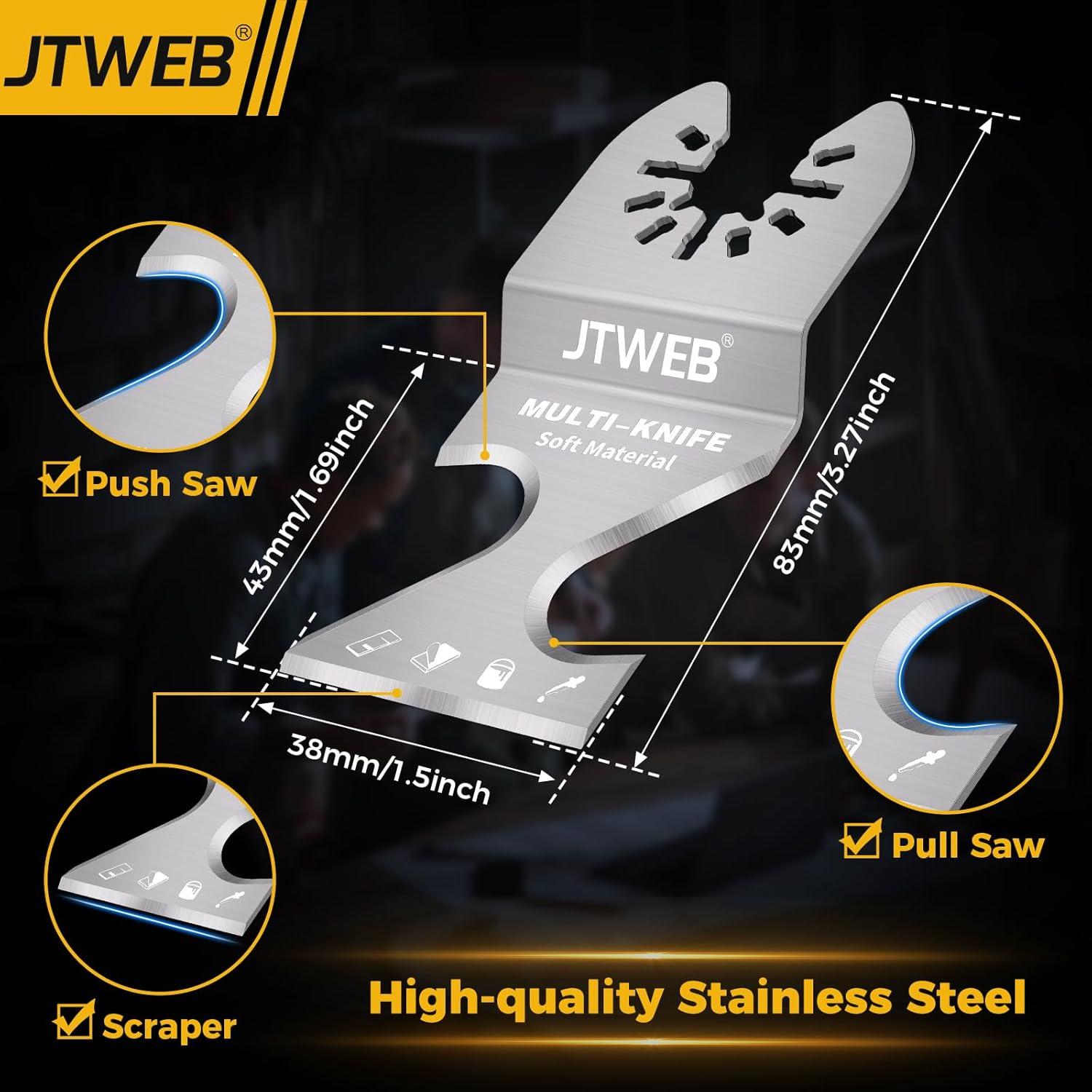 JTWEB Oscillating Multi Tool Hook Knife Blade Scraper, 10PCS Asphalt Shingle Cutter Tool for Cutting Soft Materials, Roofing Shingles, PVC Carpet, Cardboard, Multitool Saw Blades Kit for Bosch