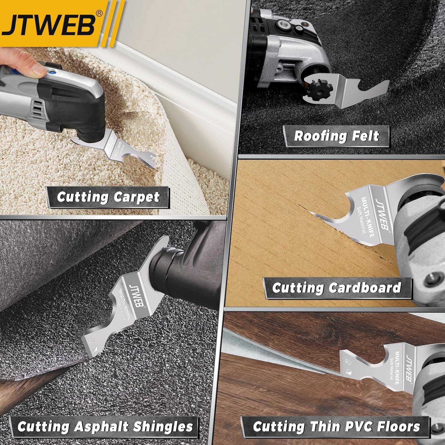 JTWEB Oscillating Multi Tool Hook Knife Blade Scraper, 10PCS Asphalt Shingle Cutter Tool for Cutting Soft Materials, Roofing Shingles, PVC Carpet, Cardboard, Multitool Saw Blades Kit for Bosch