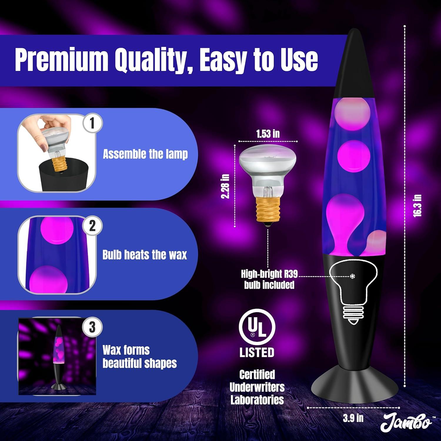 Lámpara Líquida Jambo 41cm Púrpura y Cera Blanca