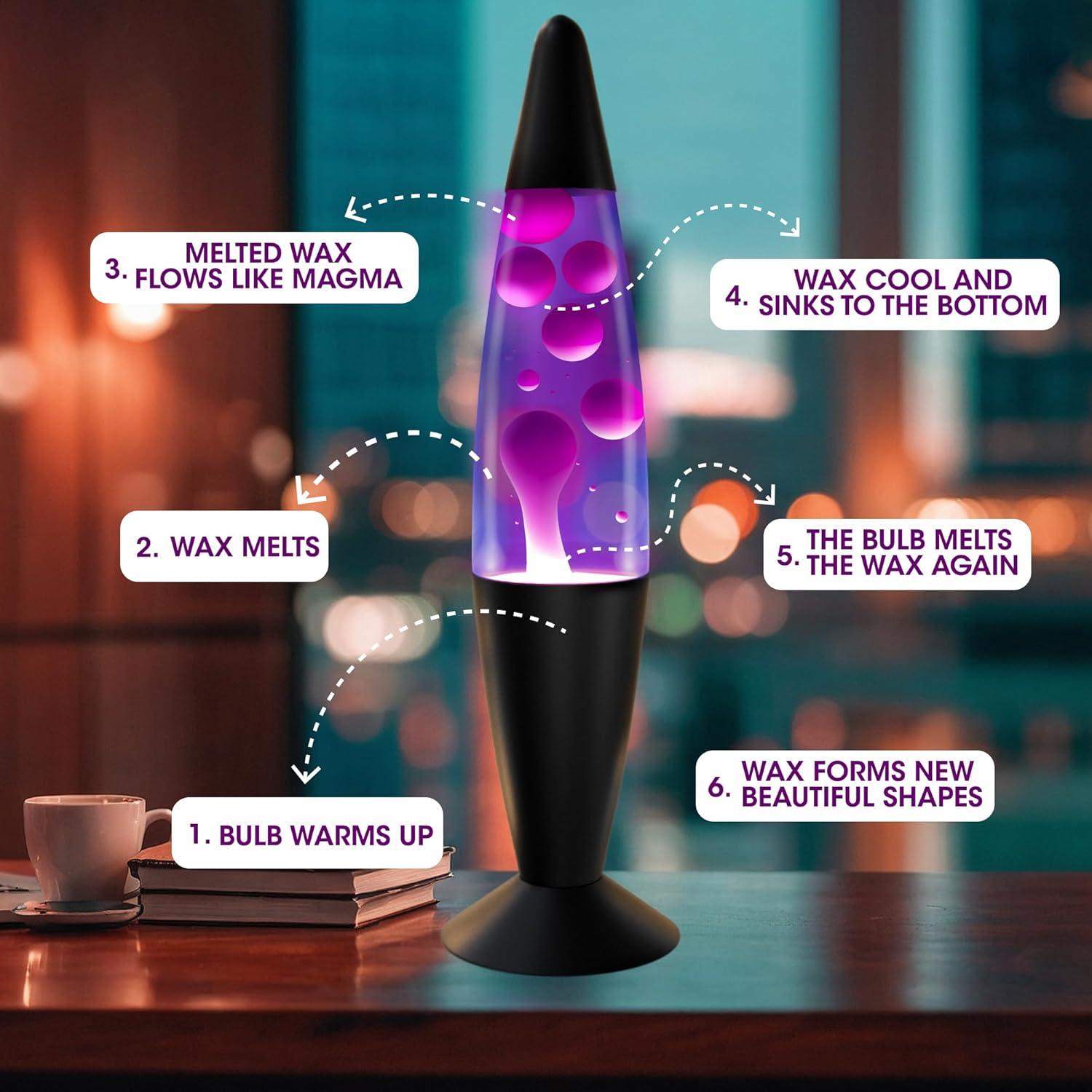 Lámpara Líquida Jambo 41cm Púrpura y Cera Blanca