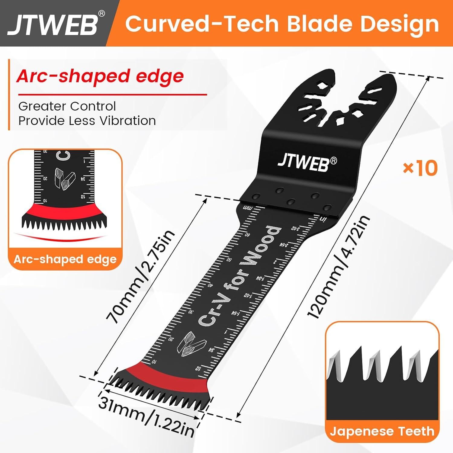 Hoja Oscilante JTWEB 10PCS Diente Japonés Corte Madera